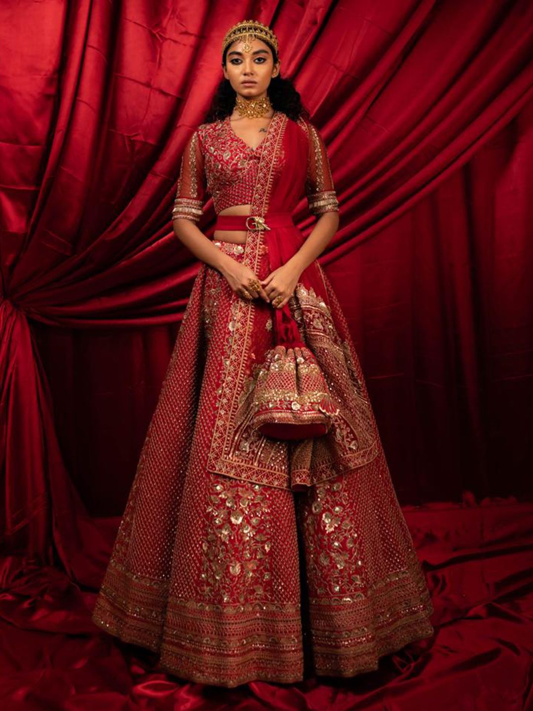 Geethika kanumilli Embroidered Sequinned Ready to Wear Lehenga & Blouse With Dupatta - Image 3