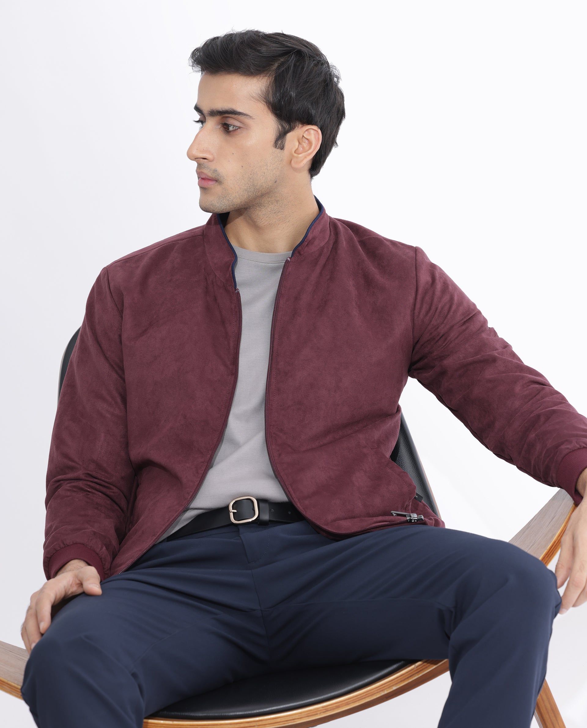 Men Henron Regular Fit Stand Collar Bomber Jacket - Image 2