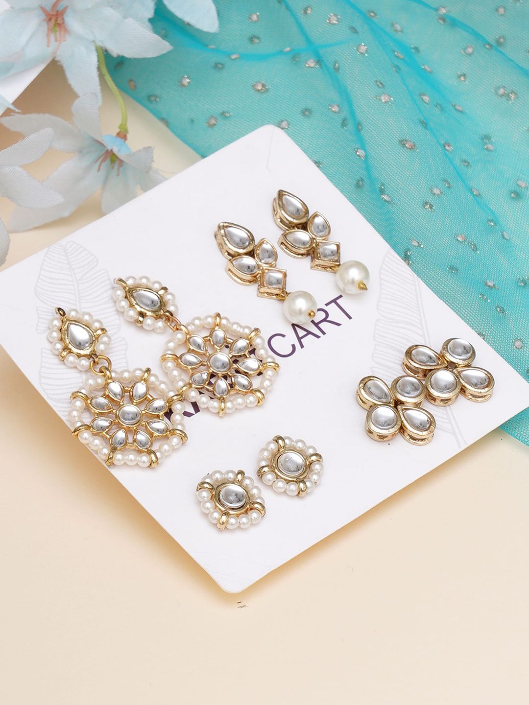 Set of 4 Gold-Plated Classic Studs Earrings