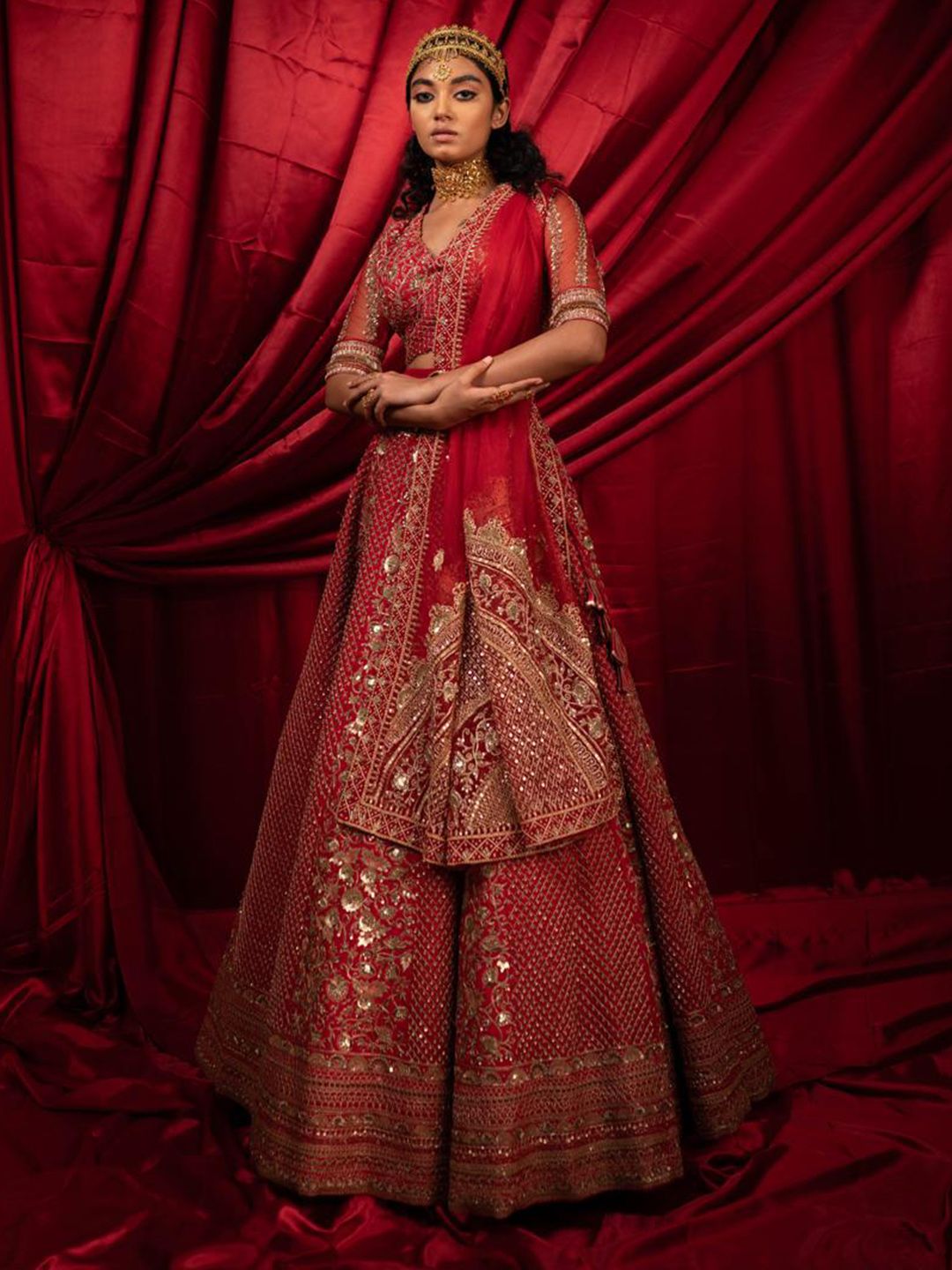Geethika kanumilli Embroidered Sequinned Ready to Wear Lehenga & Blouse With Dupatta
