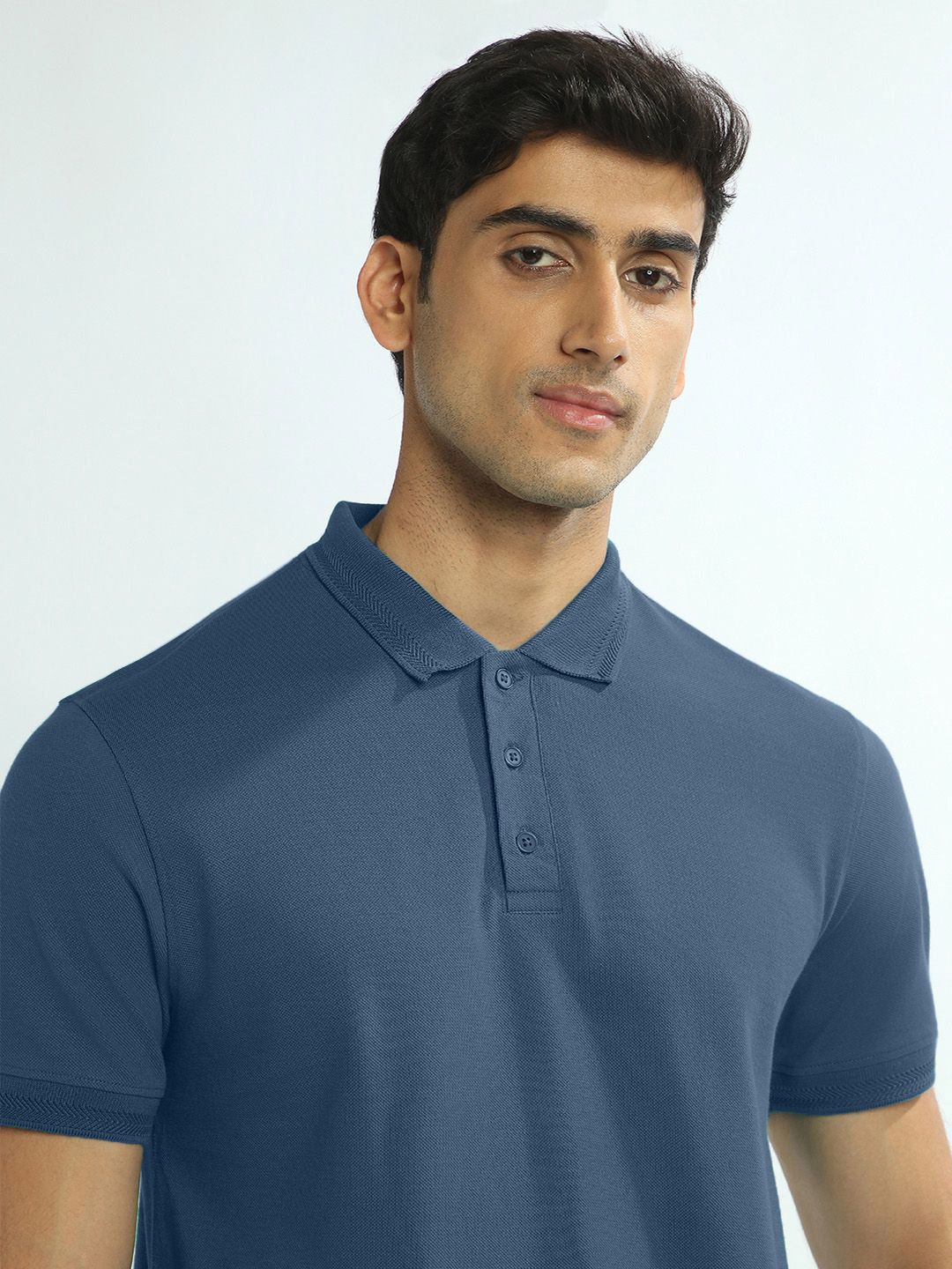 Men Solid Polo Collar Cotton T-shirt