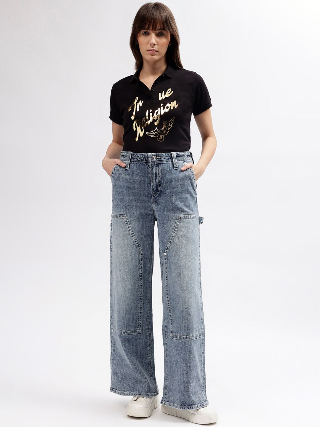 True Religion Women SN Jessie Flared Clean Look Heavy Fade Stretchable Jeans