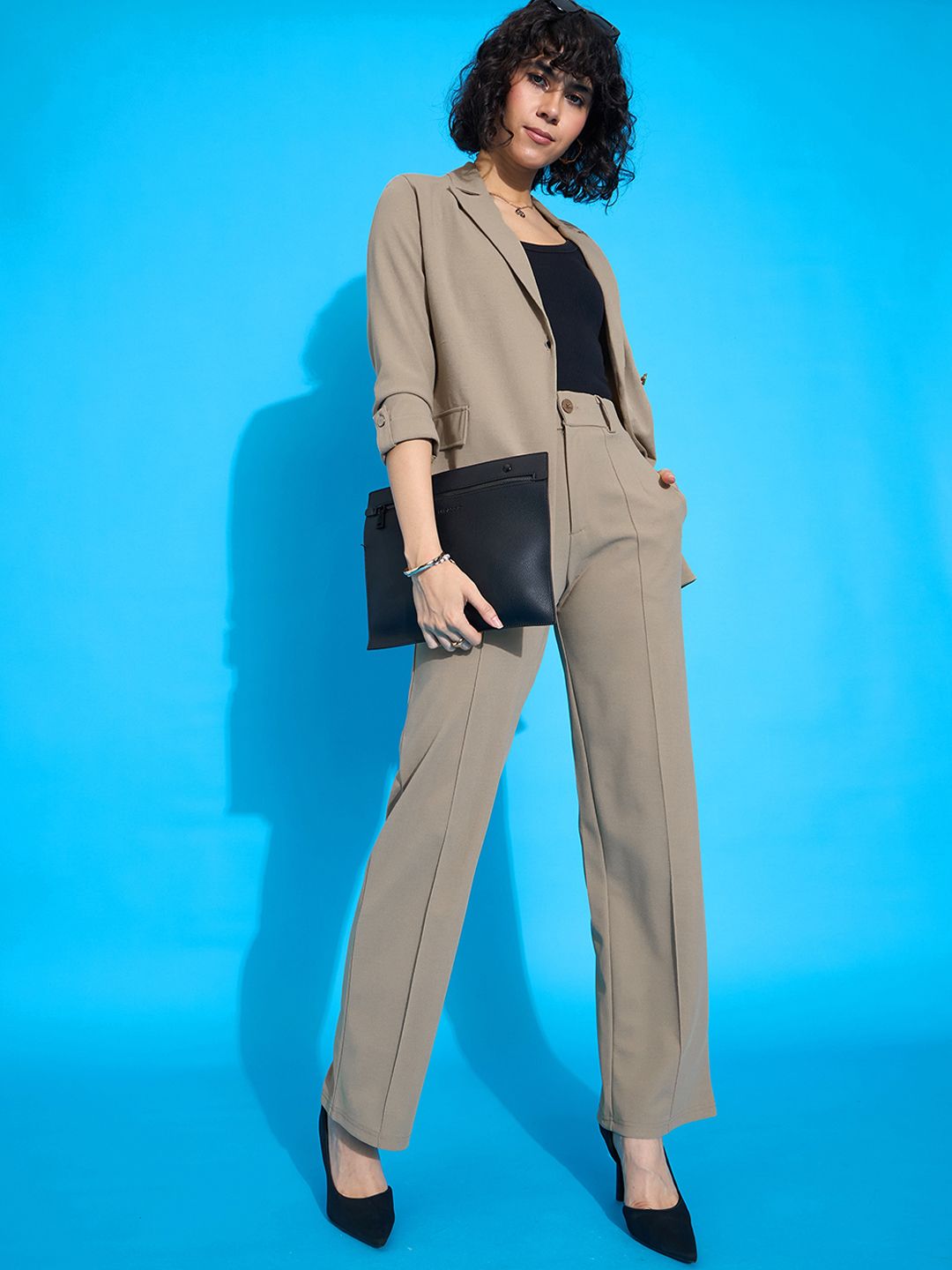 Women Straight Fit High-Rise Trousers