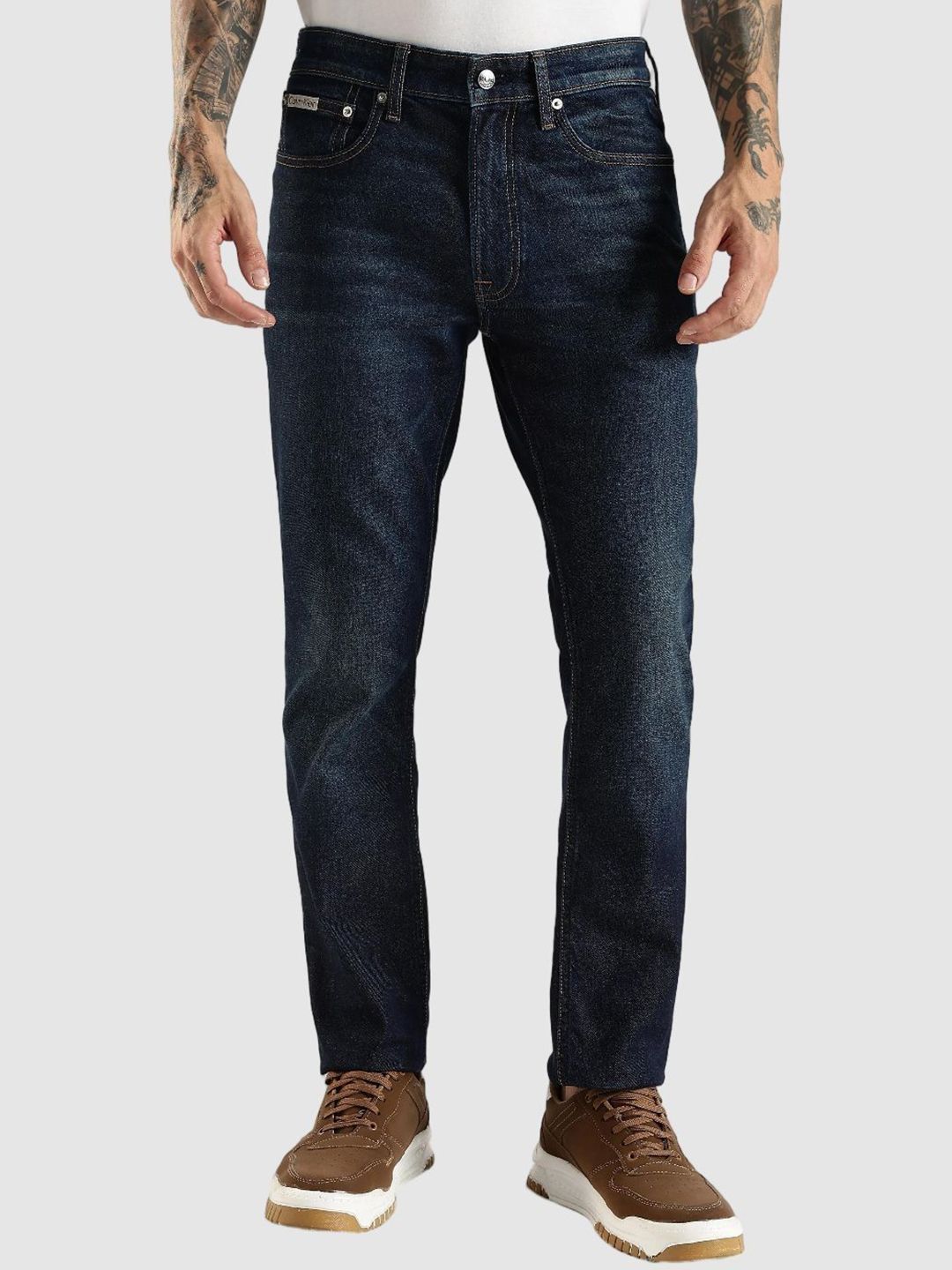 Calvin Klein Jeans Men Slim Fit Mid-Rise Light Fade Stretchable Jeans