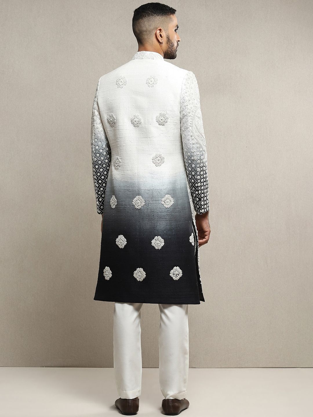 Embroidered Aari Dabka Work Sherwani Set - Image 4