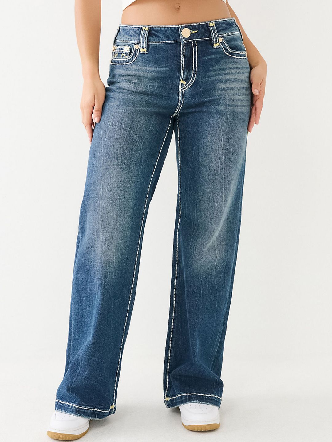 True Religion Women Super T Bobbi Flared High-Rise Heavy Fade Stretchable Jeans - Image 3