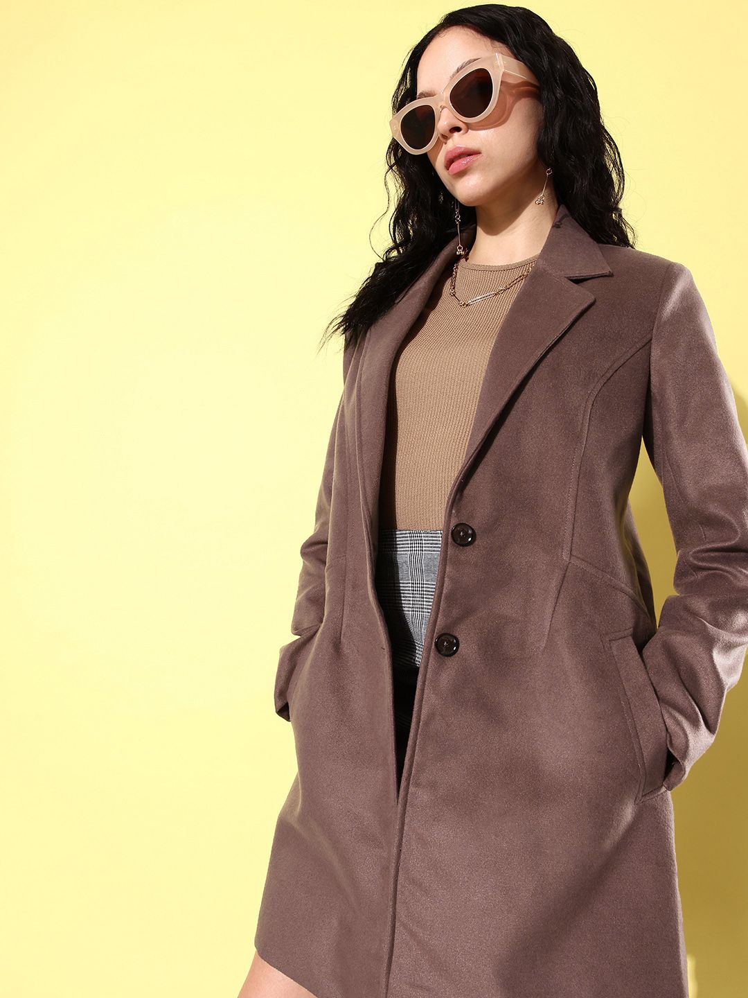 Notched Lapel Collar Trench Coat