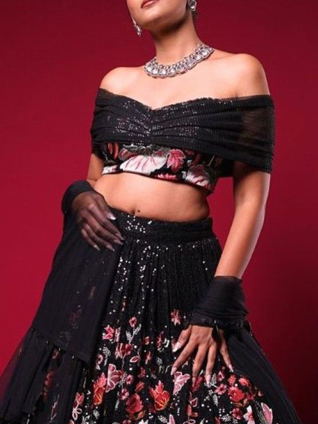 LeeliPeeri Designer Embroidered Sequinned Lehenga & Unstitched Blouse With Dupatta - Image 4