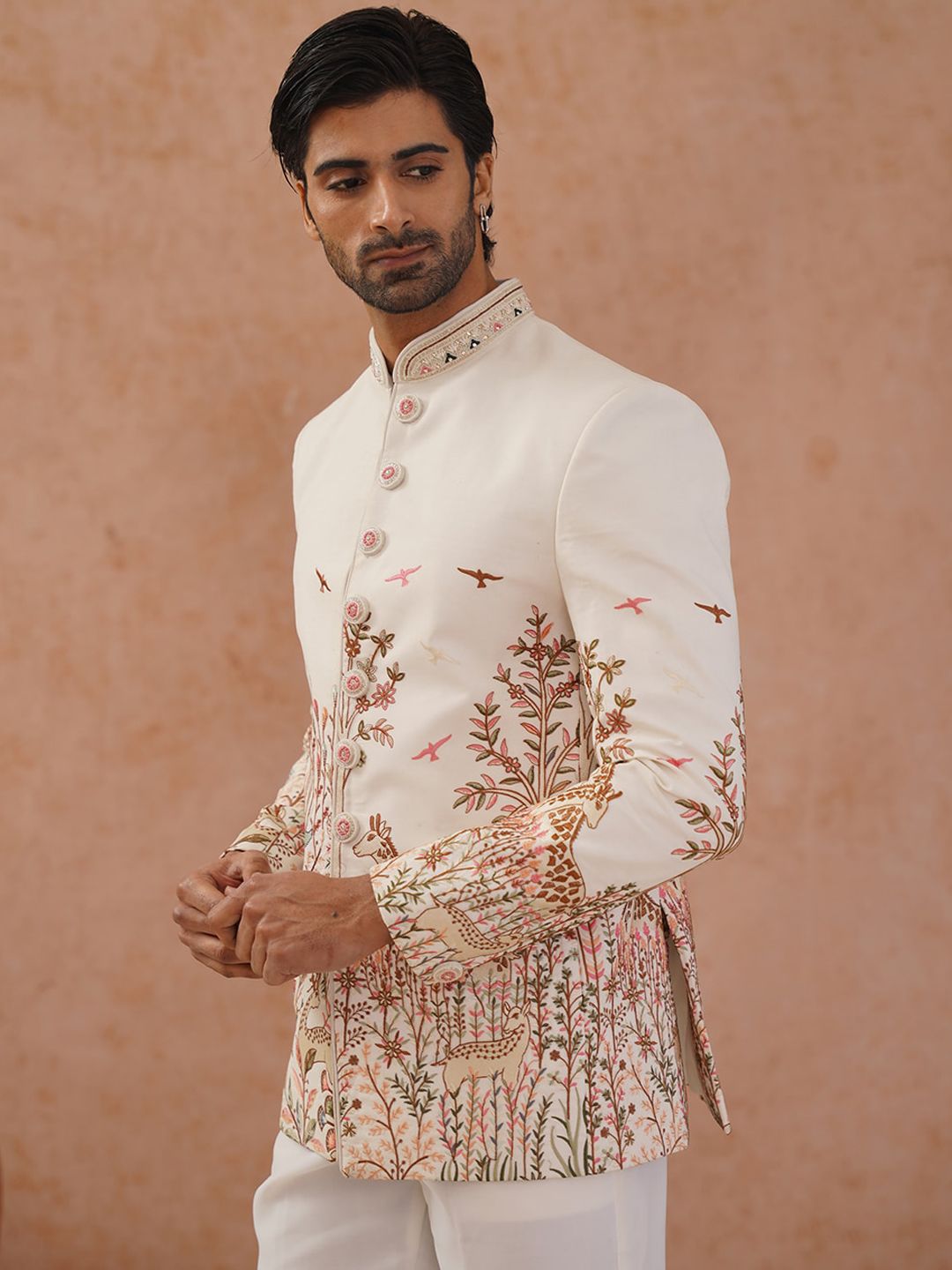 Self Design Single Breasted Bandhgala - Image 3