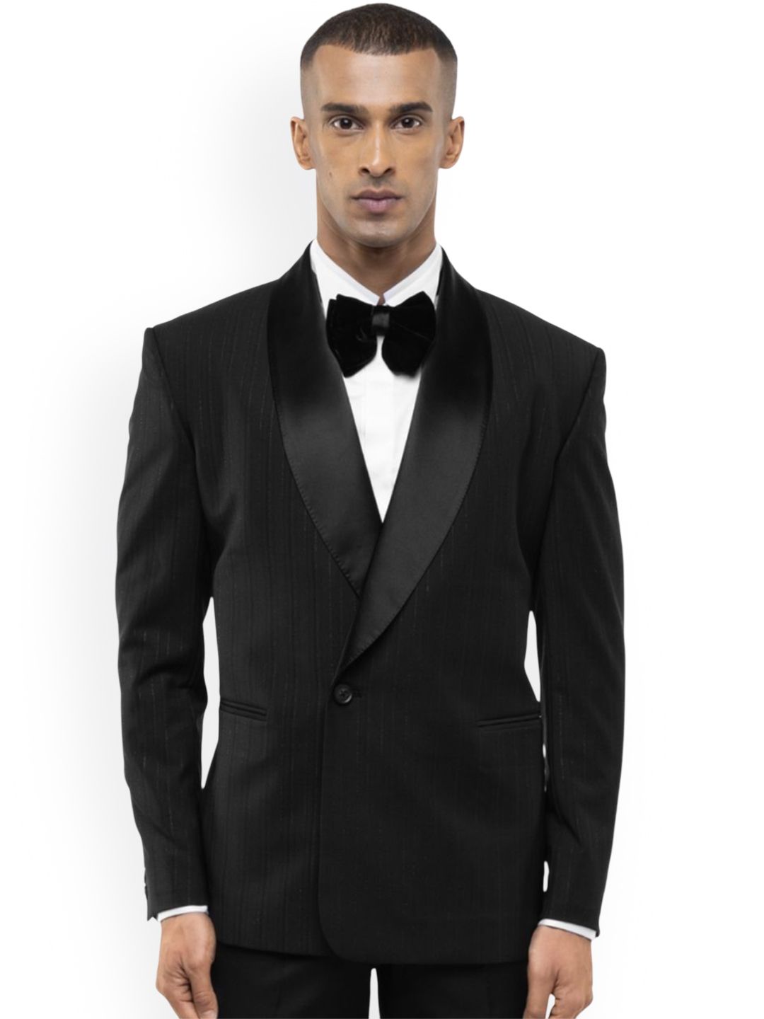 Striped Shawl collar Double Breasted Tuxedo Three-Piece Suit - Image 3