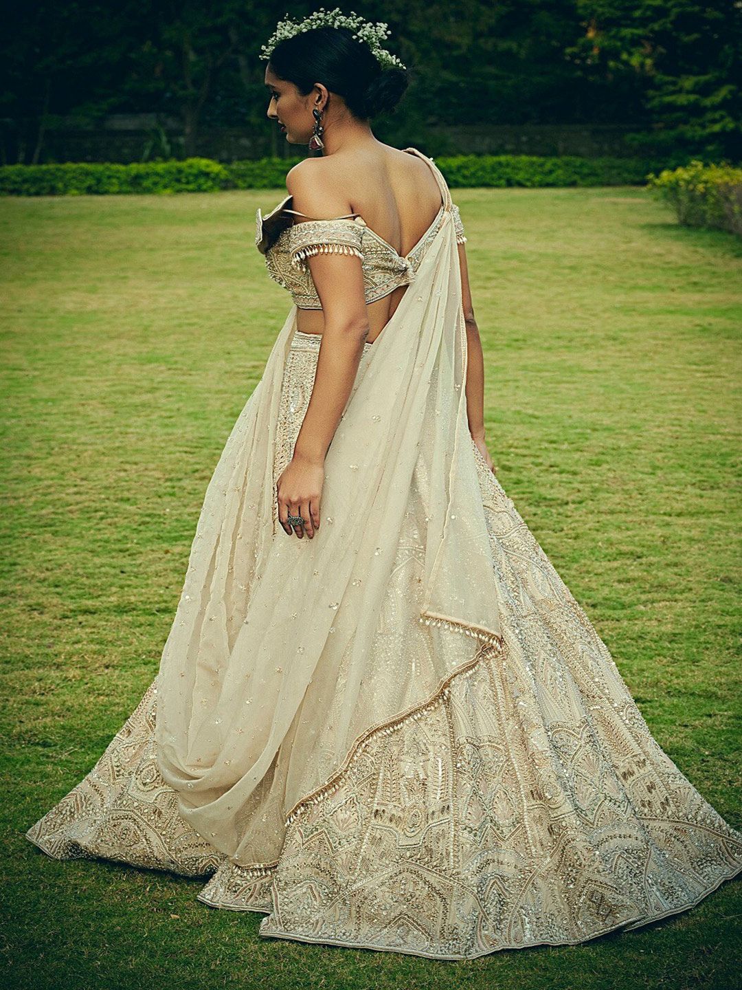 Bindani by Jigar & Nikita Embroidered Sequinned Raw Silk Made to Measure Lehenga Choli - Image 2