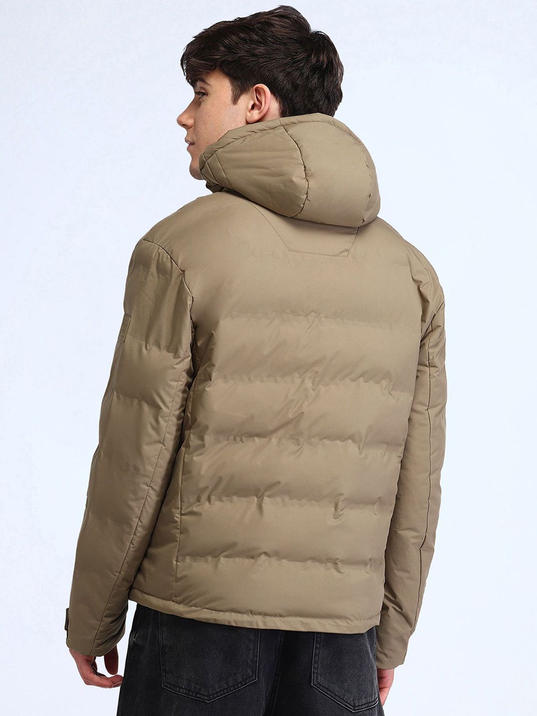 Men Hooded Solid Casual Padded Jacket - Image 3