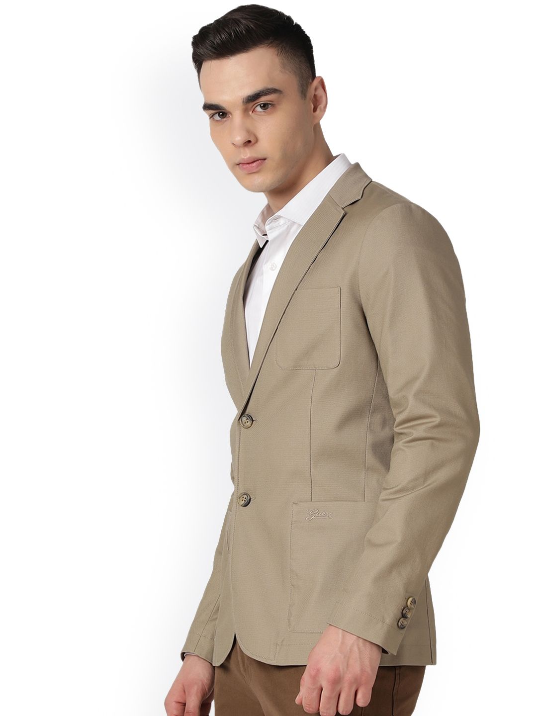 GUESS Notched Lapel Long Sleeves Single-Breasted Formal Blazers