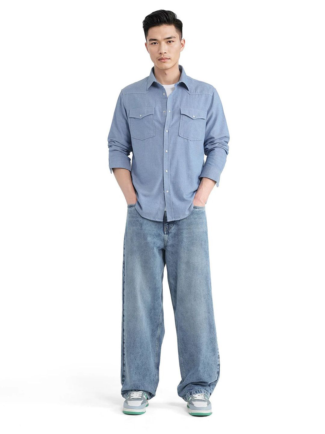 Men Riffin Light Blue Comfort Heavy Fade Jeans