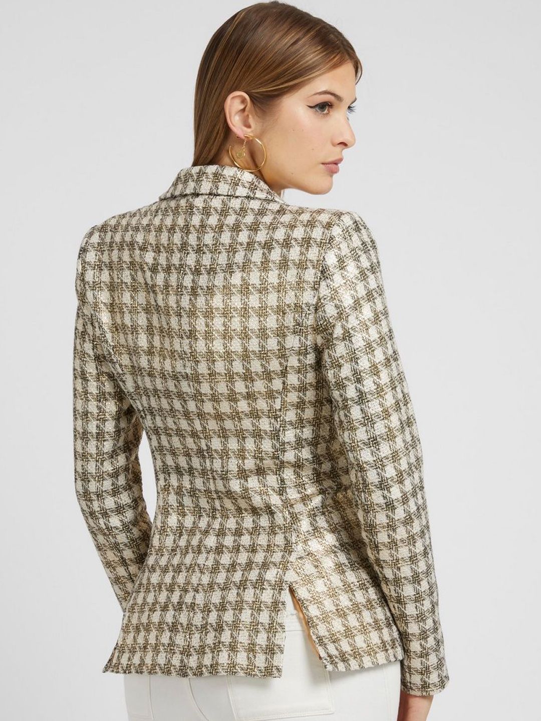 GUESS Checked Single-Breasted Casual Blazer - Image 3