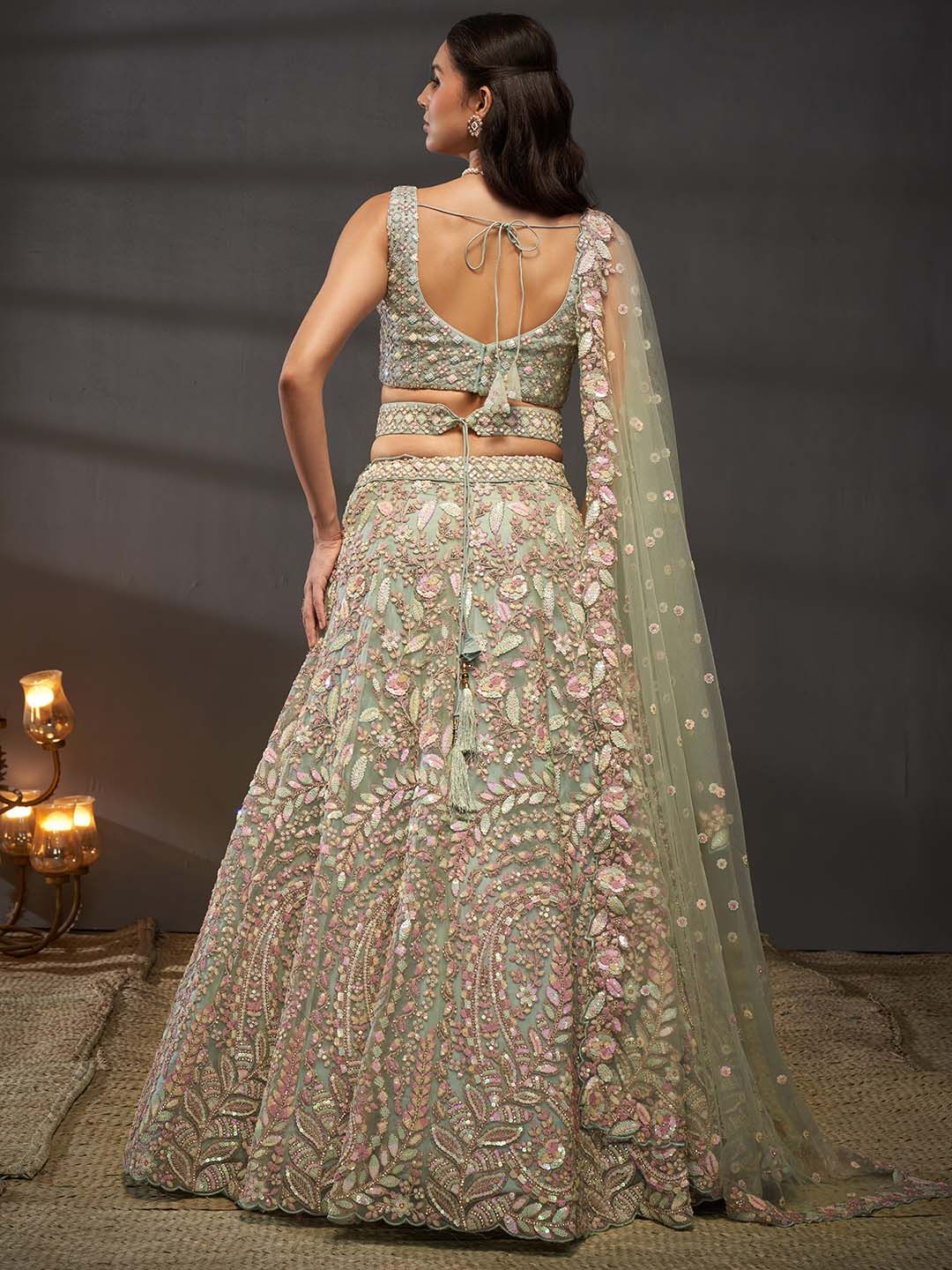 panchhi Embroidered SequinnedStitched Lehenga & Stitched Blouse With Dupatta - Image 2