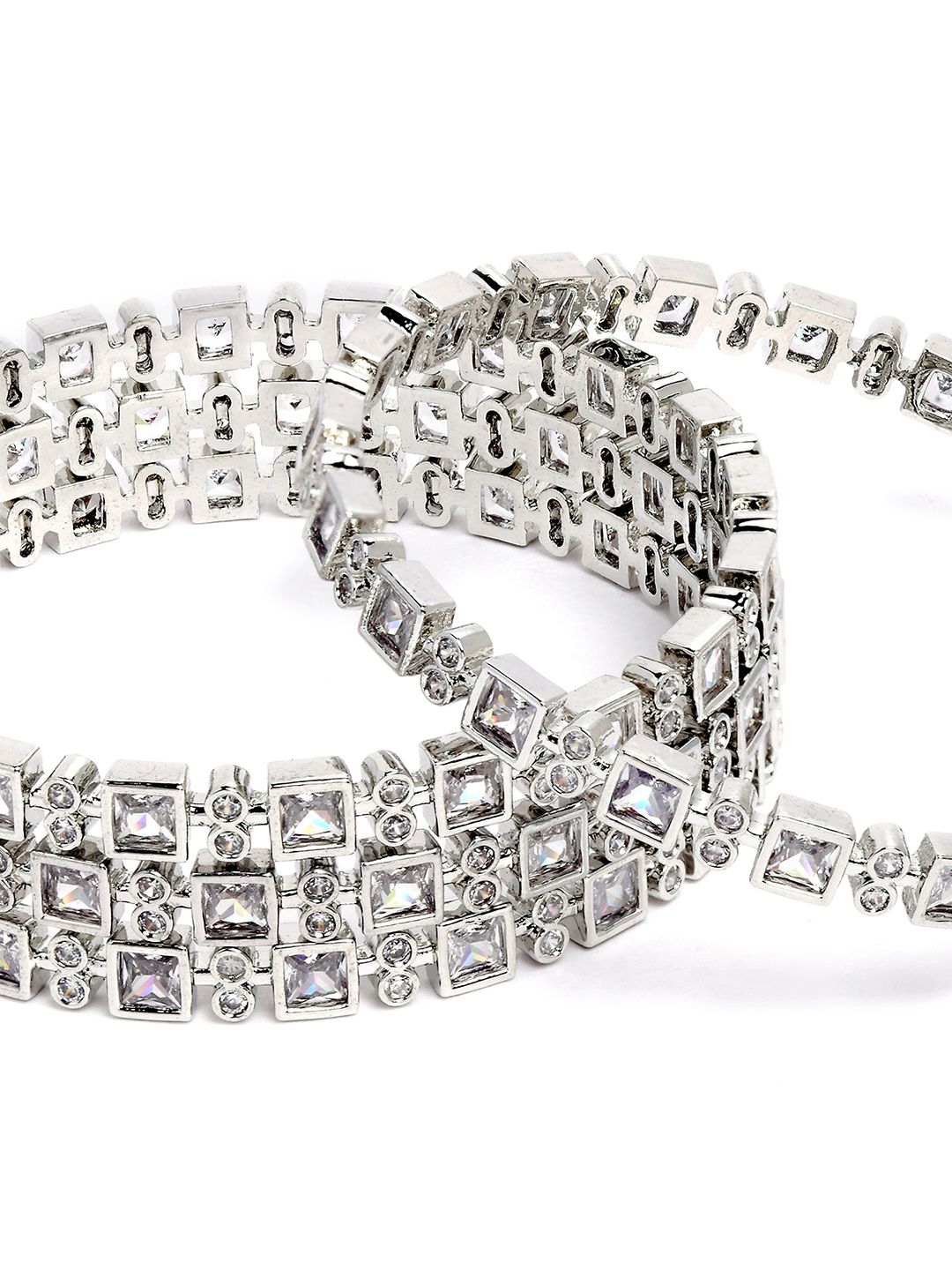 Set of 4 Silver-Plated White AD Studded Bangles - Image 4