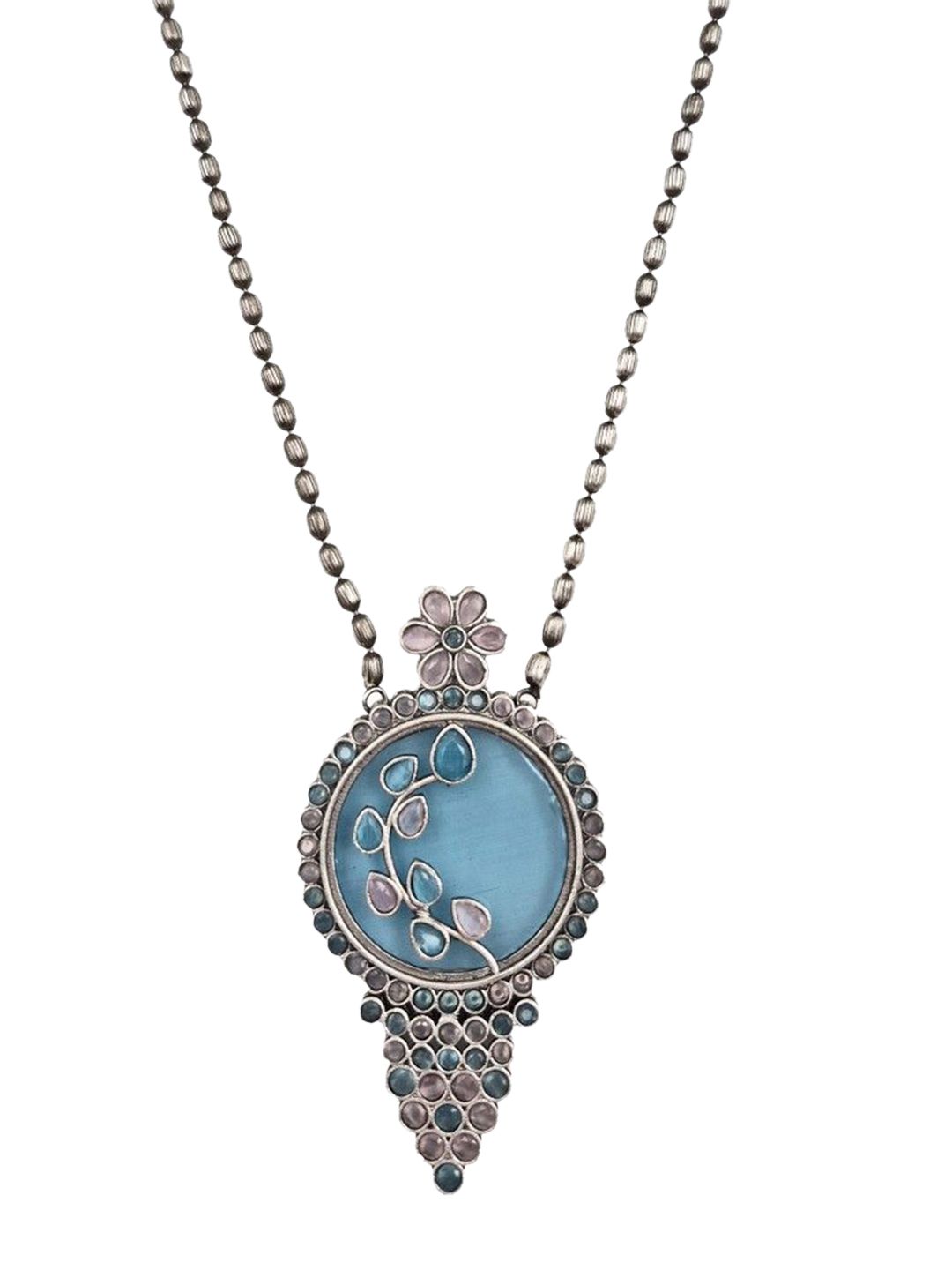 Silver-Plated Stone Studded Oxidised Jewellery Set - Image 3