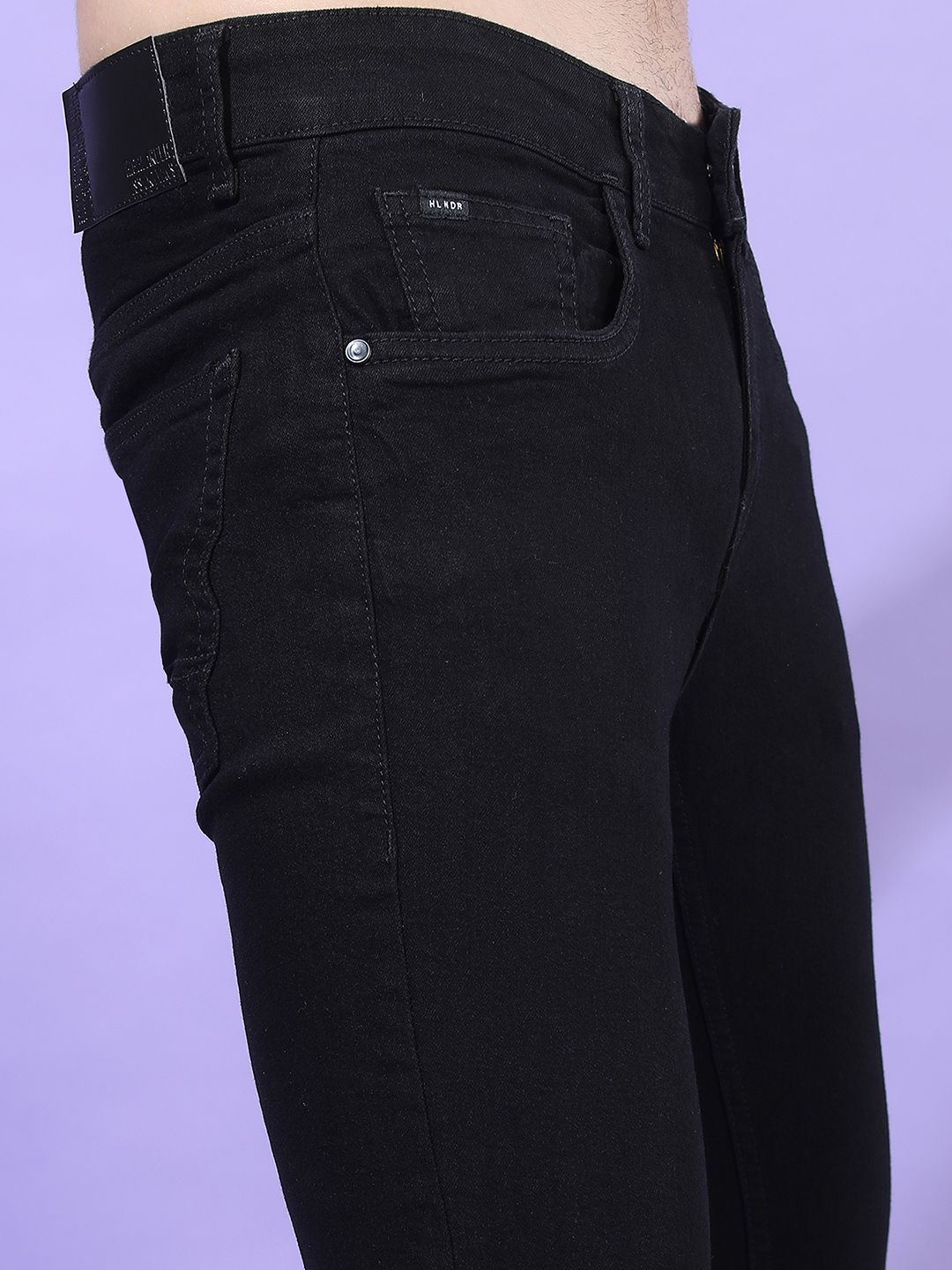 Men Black Tapered Fit Jeans - Image 3