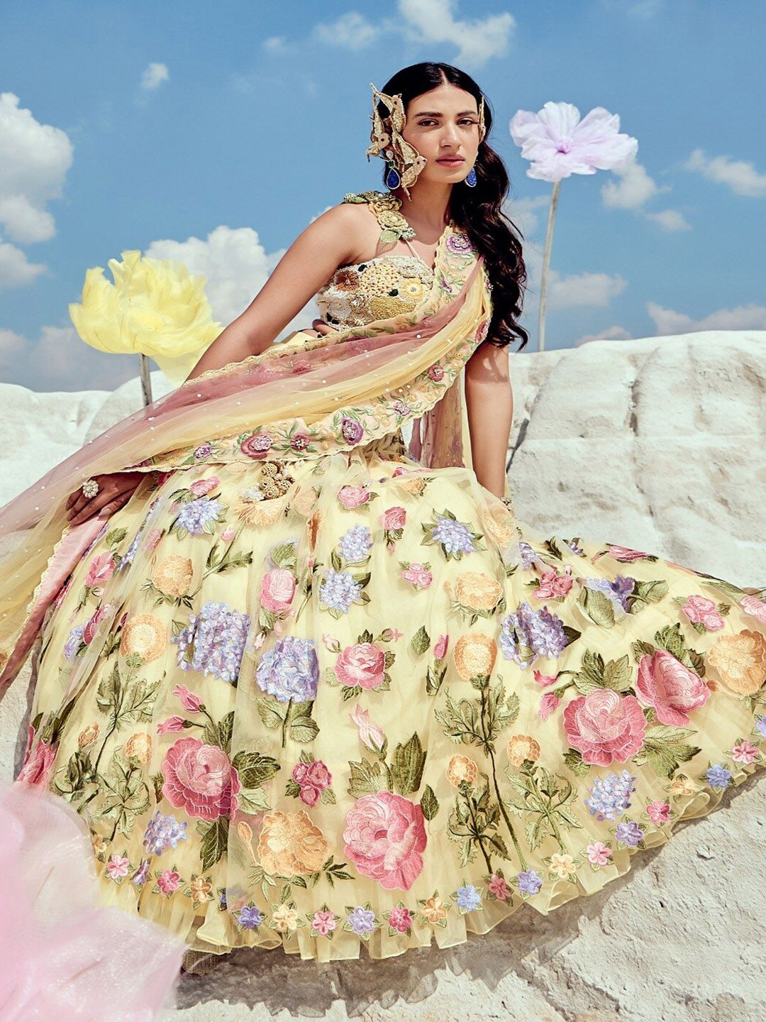 Embroidered Beads and Stones Ready to Wear Lehenga & Blouse With Dupatta - Image 3