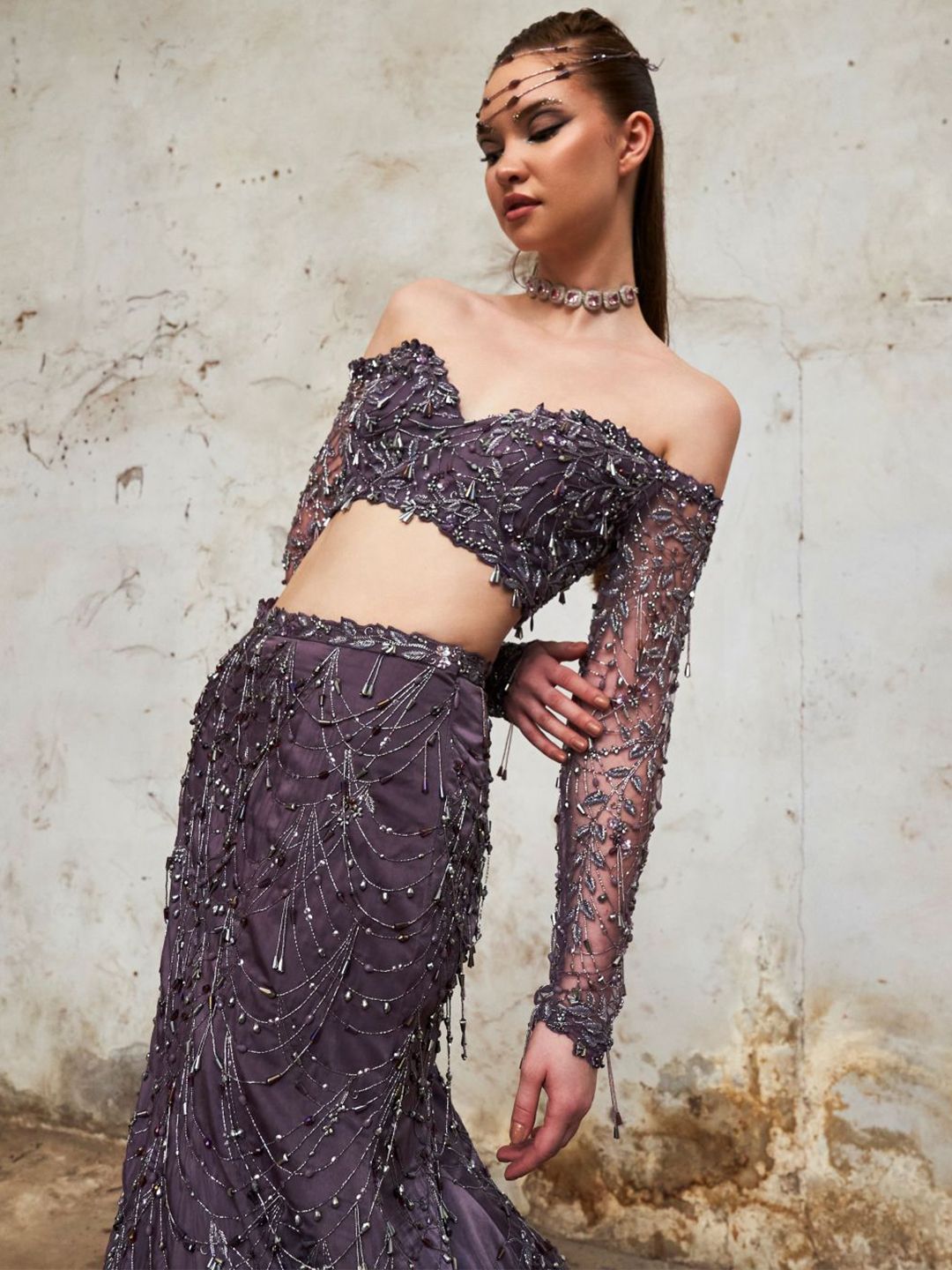 Embellished Beads and Stones Ready to Wear Lehenga & Blouse With Dupatta - Image 2