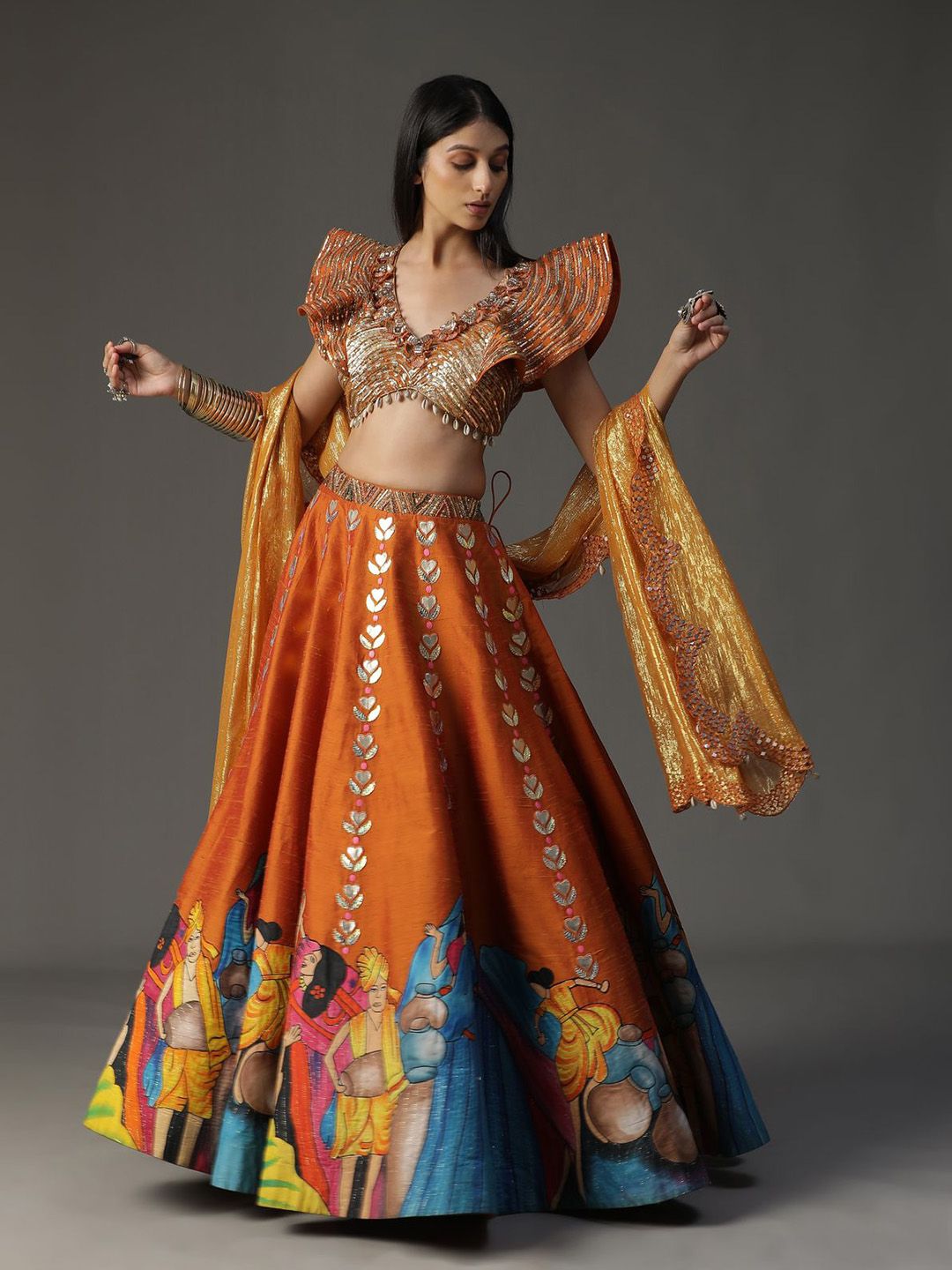 Embellished Beads & Stones Made to Measure Lehenga & Blouse With Dupatta - Image 4