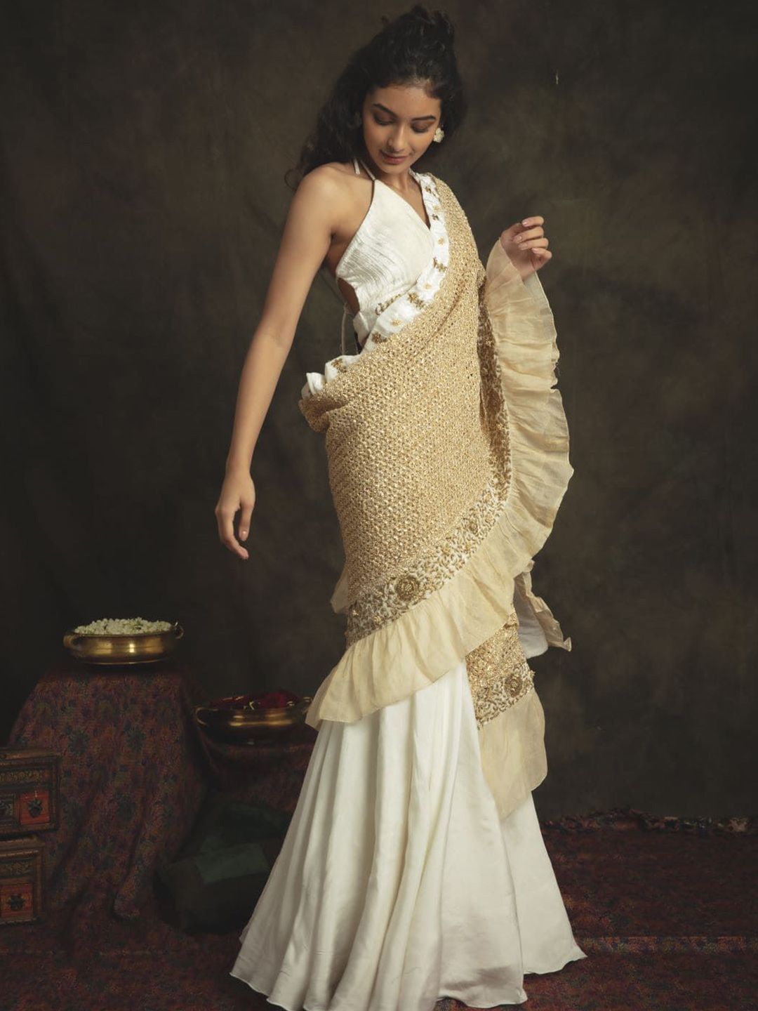 Nikita Vishakha Embellished Velvet Saree - Image 2