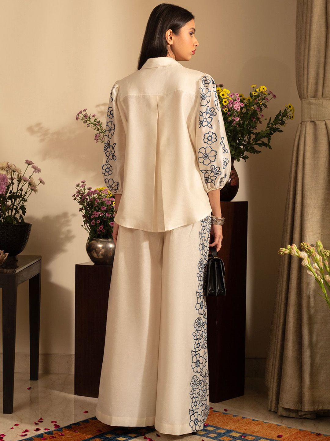 Embroidered Shirt Collar Shirt & Trousers Co-Ords - Image 3