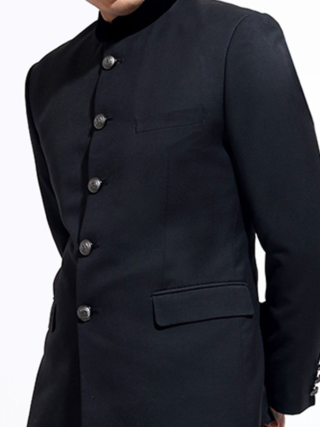 Slim-Fit Mandarin Collar Classic Bandhgala Velvet Party Blazer