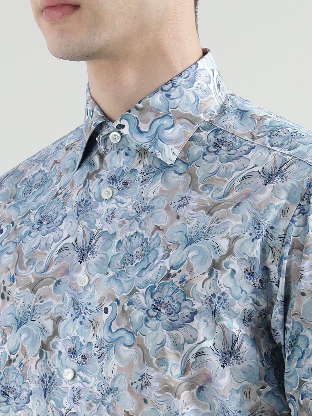 Eton Men Spread Collar Floral Printed Cotton Formal Shirt - Image 2