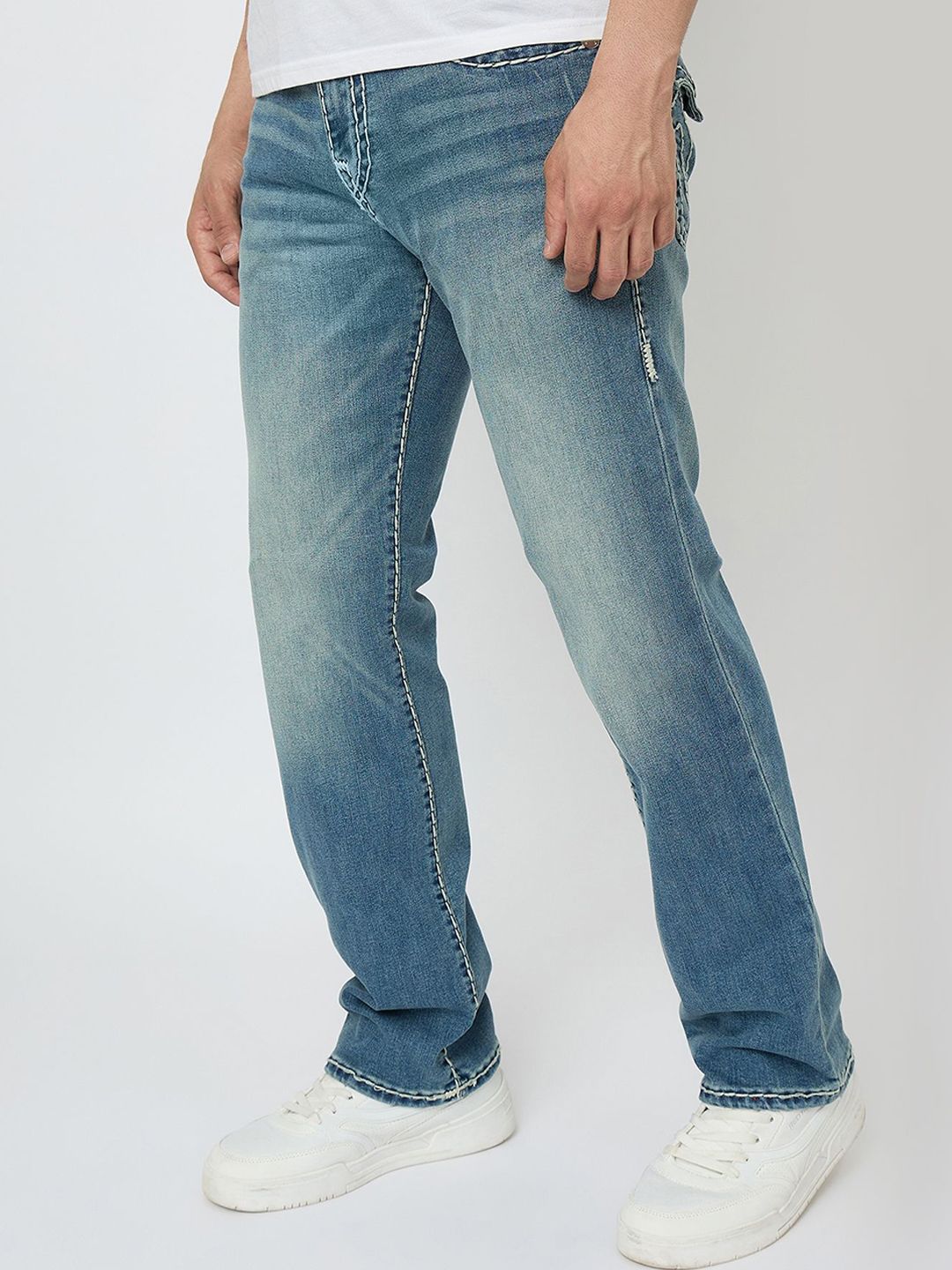 True Religion Men Straight Fit Mid-Rise Heavy Fade Jeans