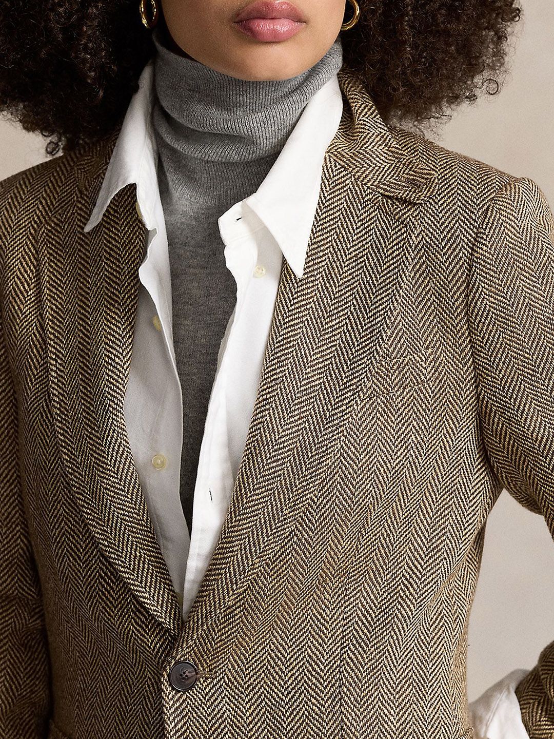Polo Ralph Lauren Herringbone Textured Notched Lapel Collar Single Breasted Casual Blazer - Image 2