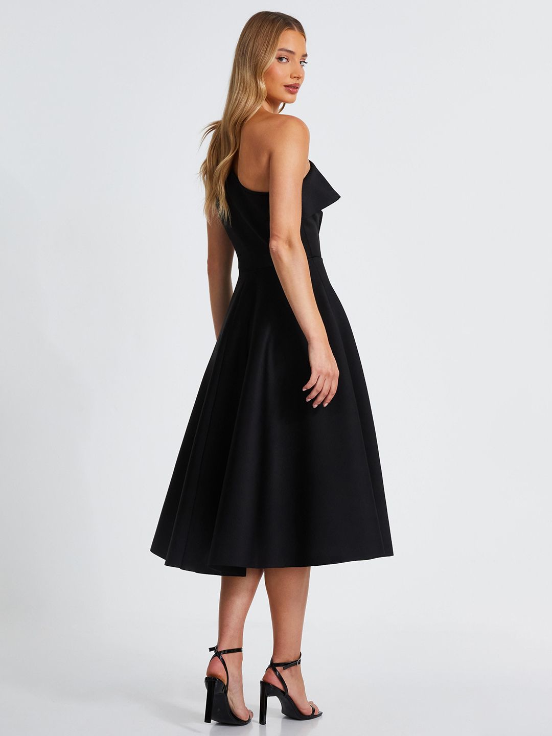 Women One Shoulder Ruffled Fit & Flare Midi Dress - Image 2