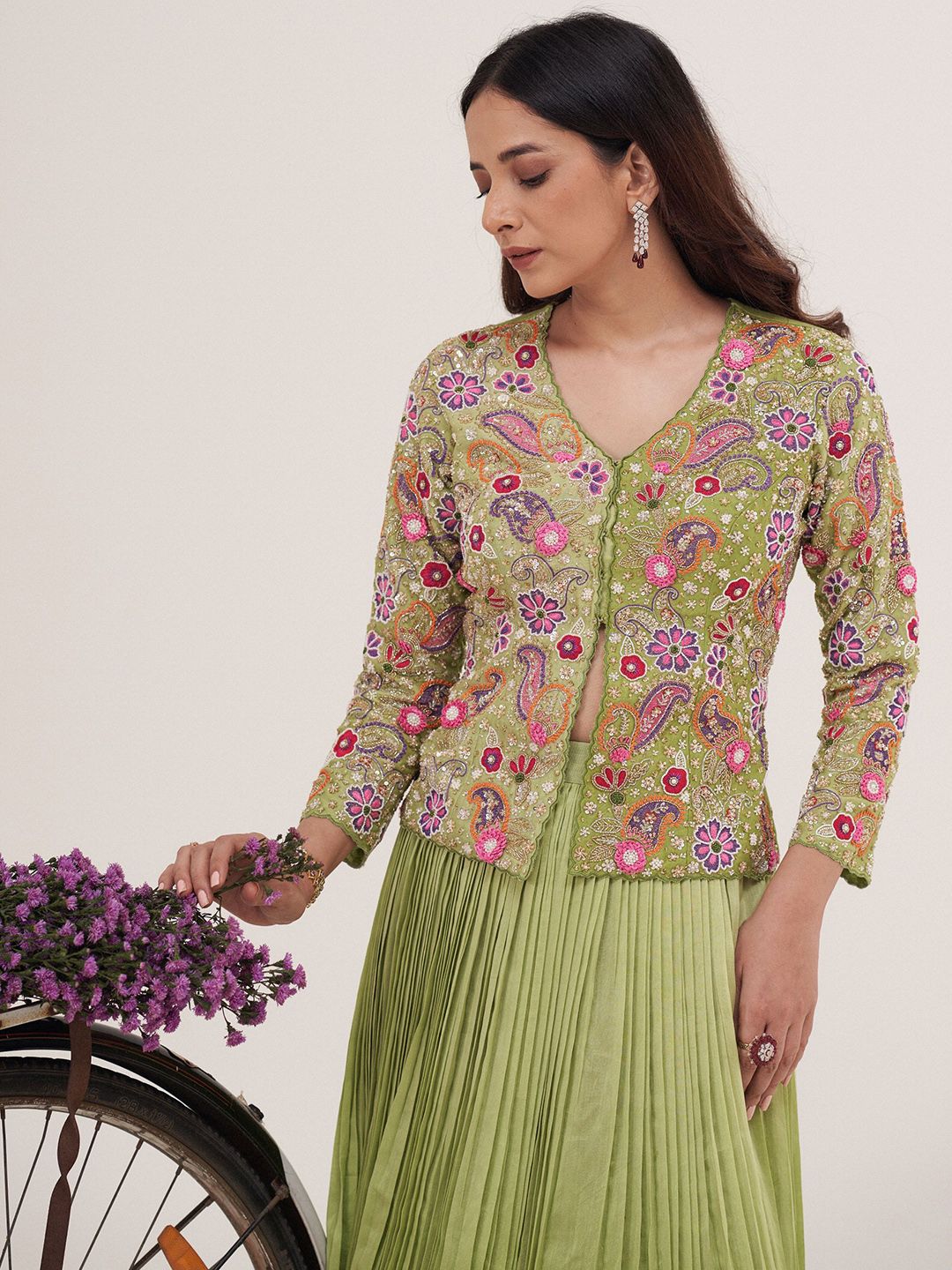 Embroidered Thread Work Ready to Wear Lehenga Choli - Image 3