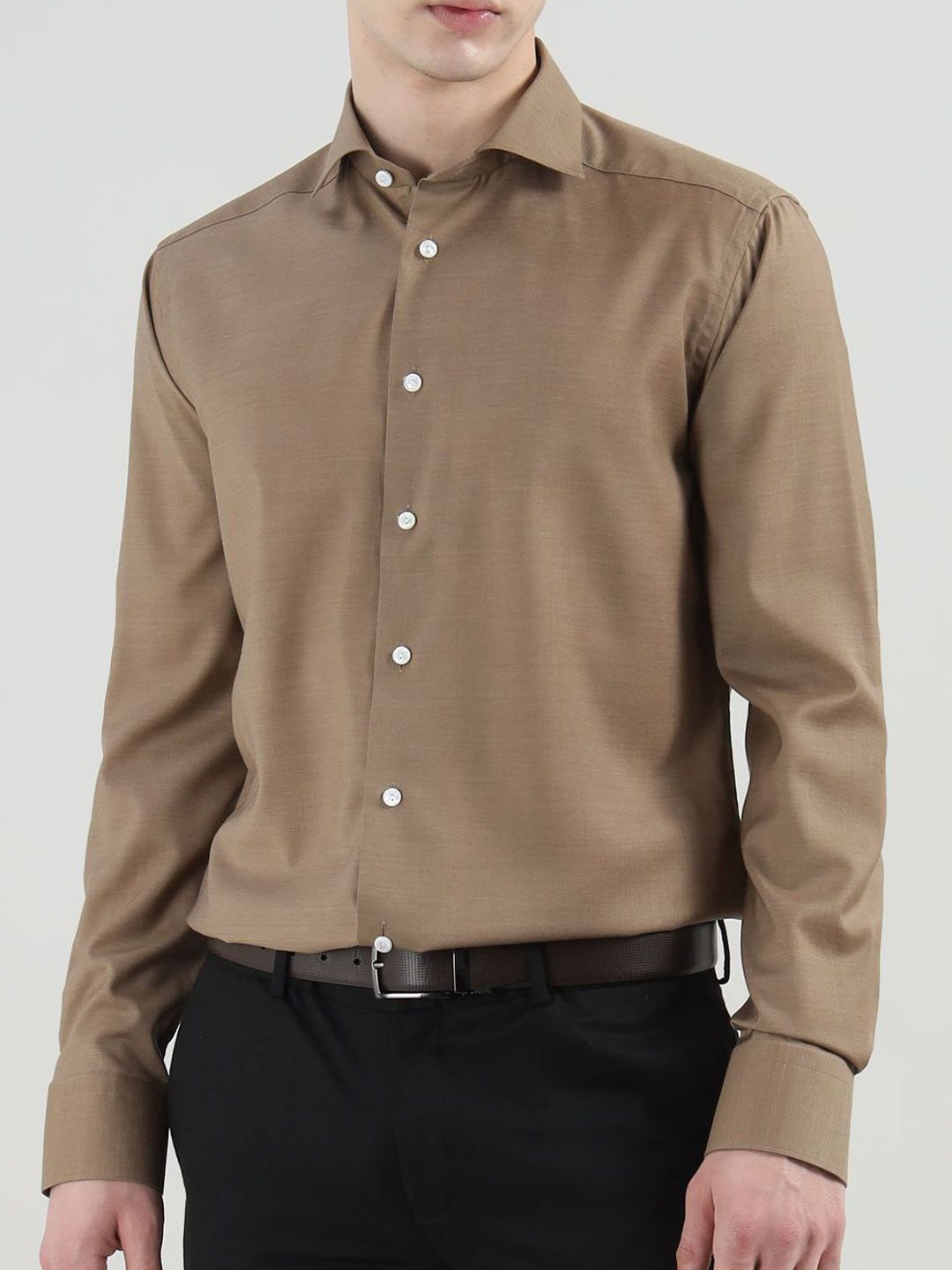 Eton Men Solid Slim Fit Merino Cashmere Formal Shirt