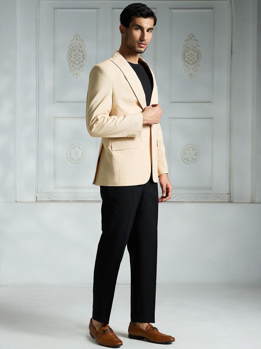 Men Self-Design Single Breasted Blazer