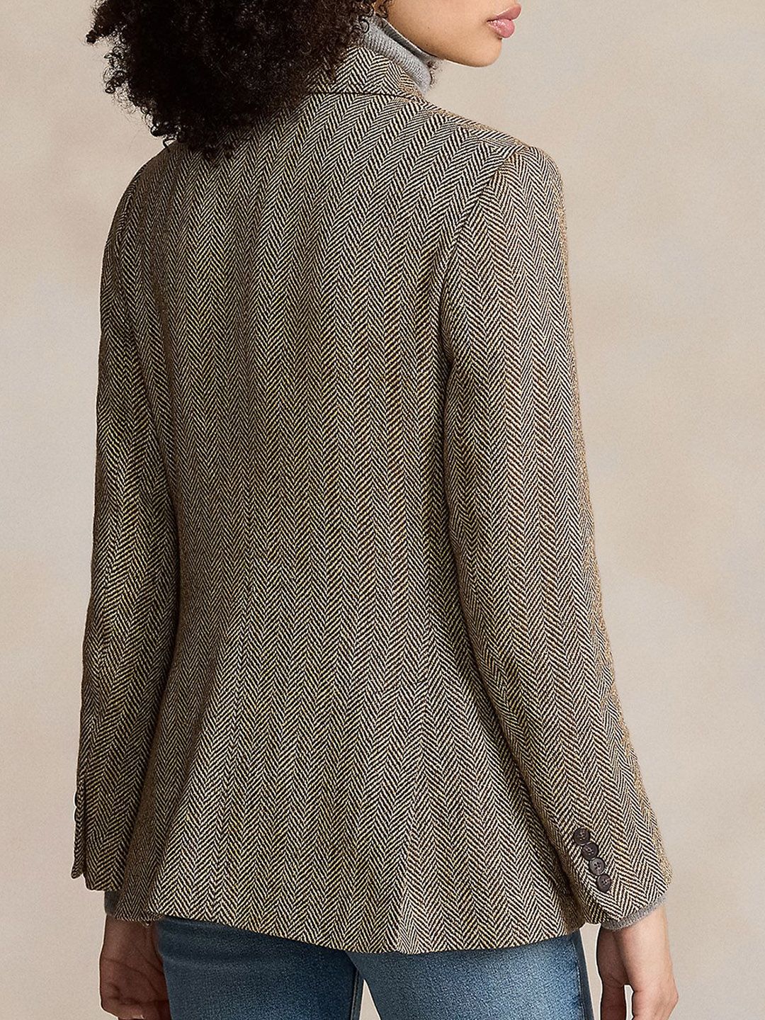 Polo Ralph Lauren Herringbone Textured Notched Lapel Collar Single Breasted Casual Blazer - Image 3