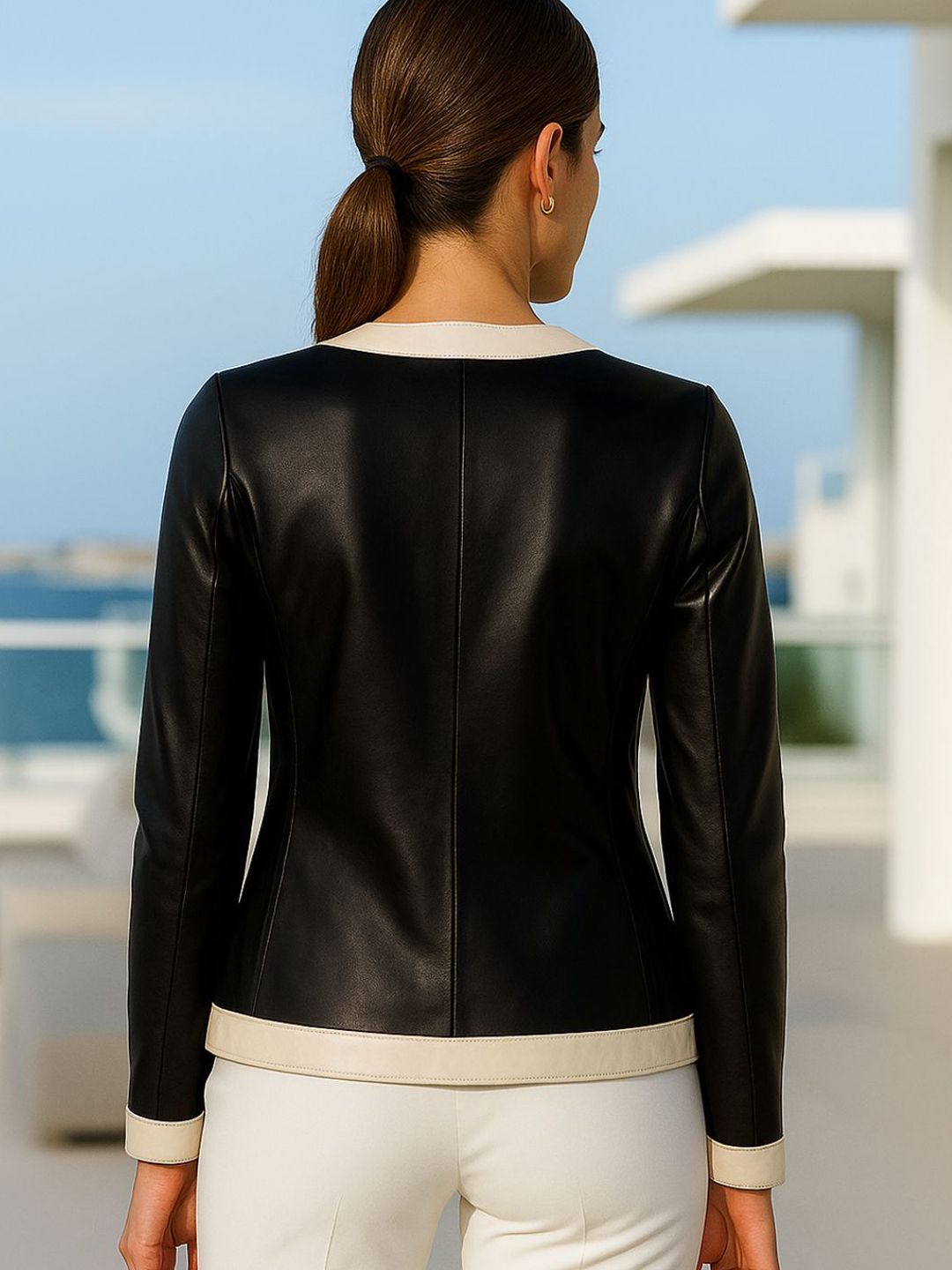 Devoted Colourblocked Utility Pockets Leather Jacket - Image 3