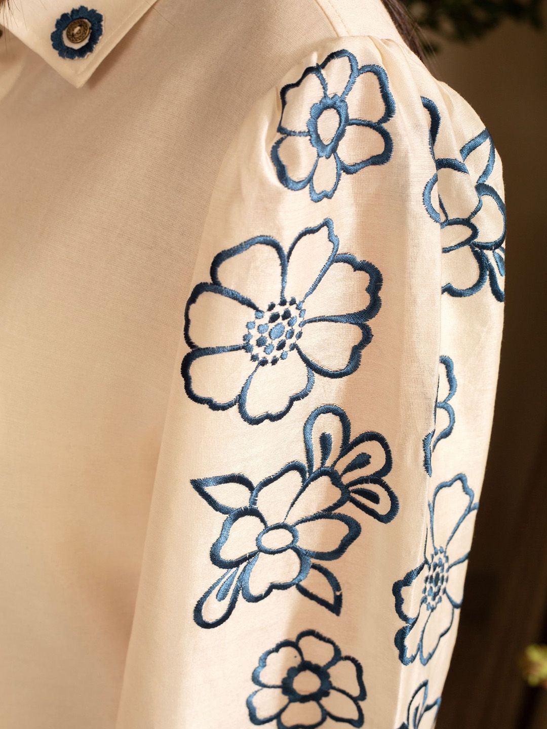 Embroidered Shirt Collar Shirt & Trousers Co-Ords - Image 2