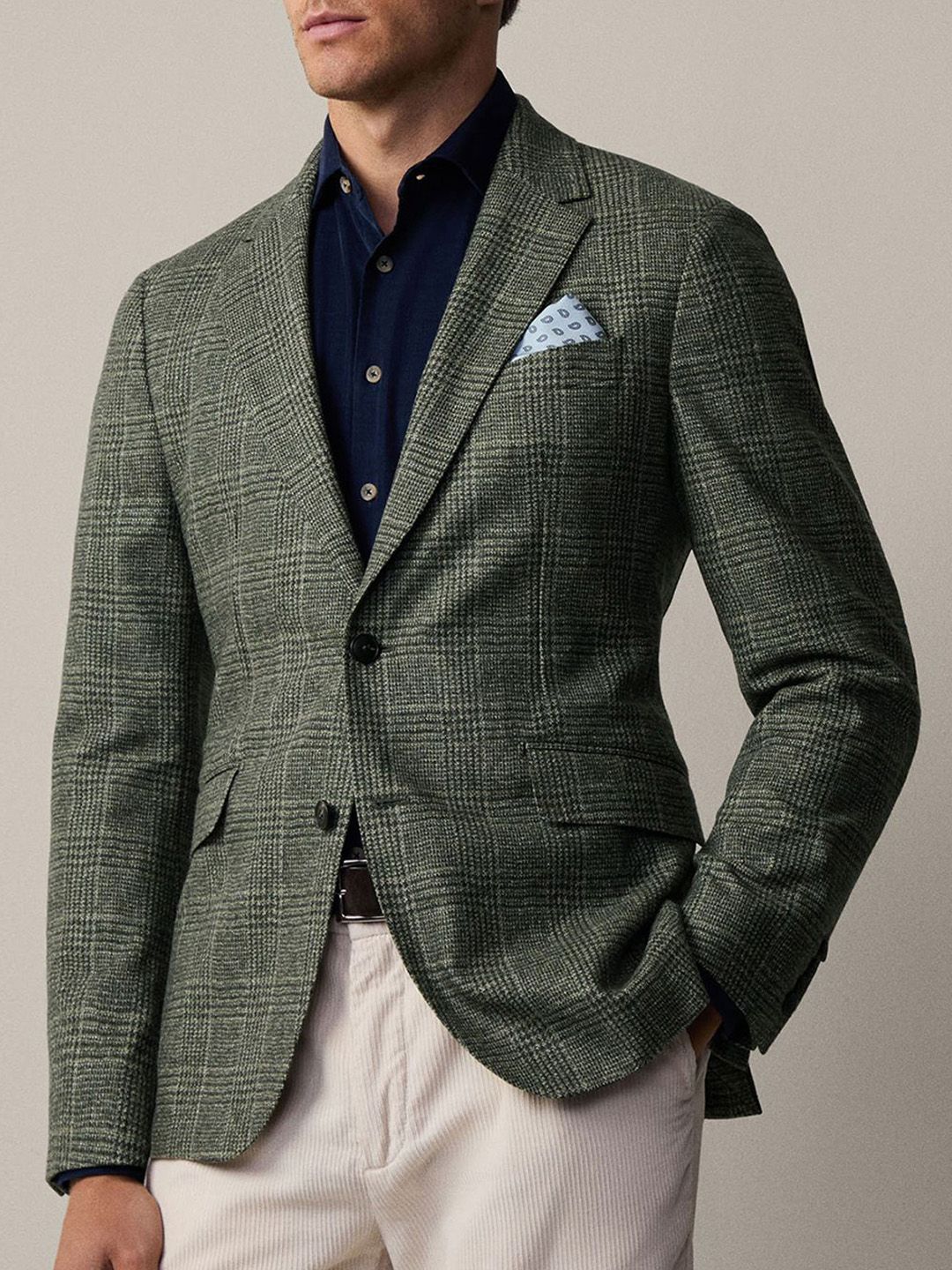 Men Checked Single-Breasted Blazers