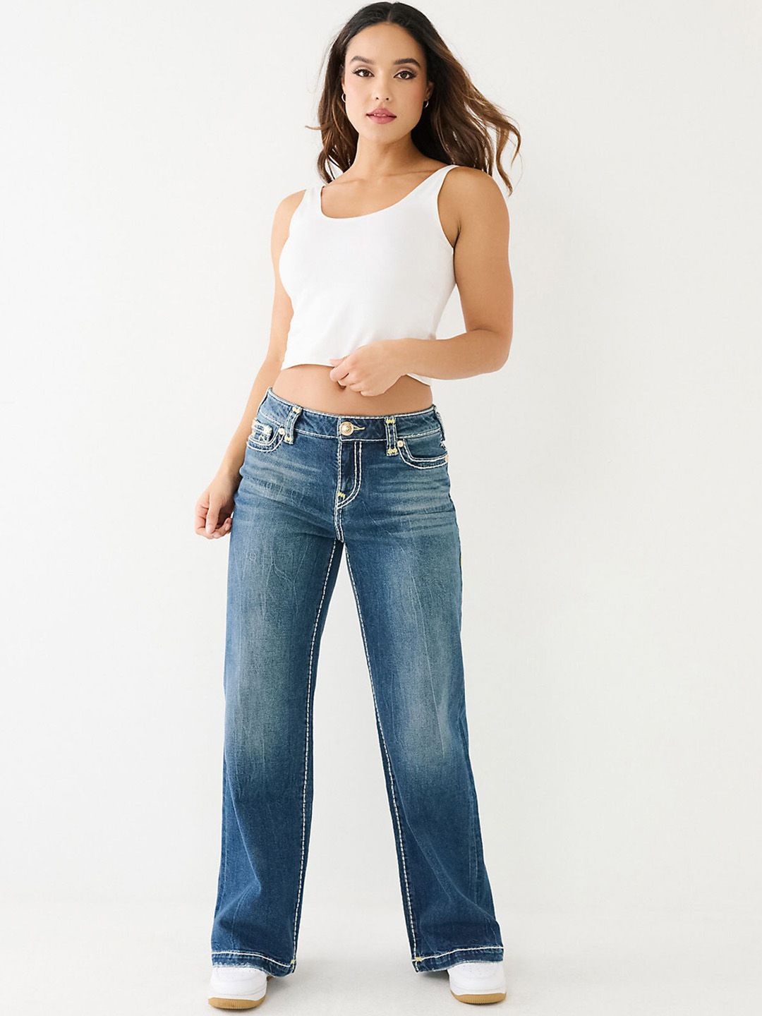 True Religion Women Super T Bobbi Flared High-Rise Heavy Fade Stretchable Jeans