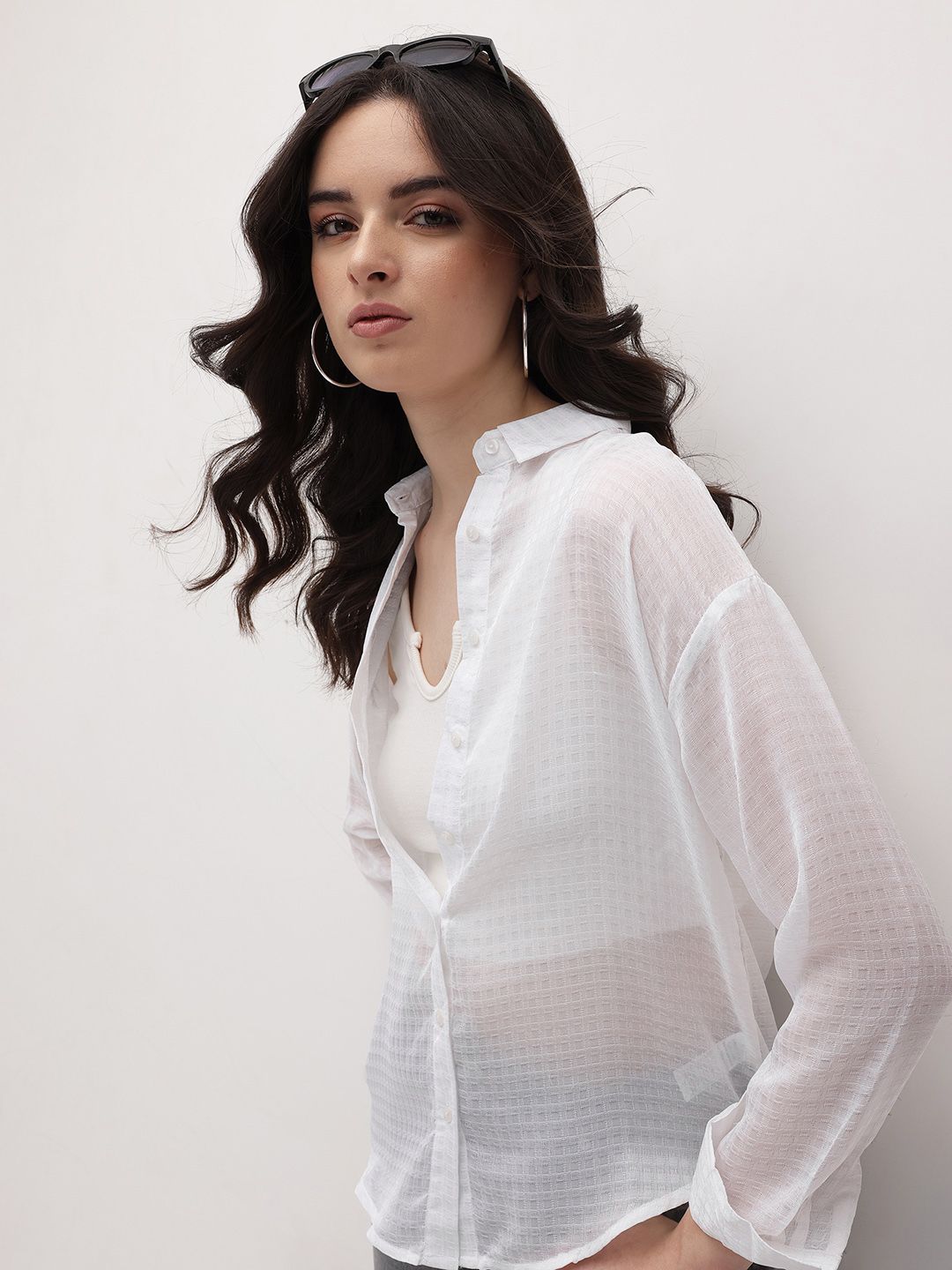 Roadster The Life Co. Semi Sheer Checked Casual Shirt - Image 3