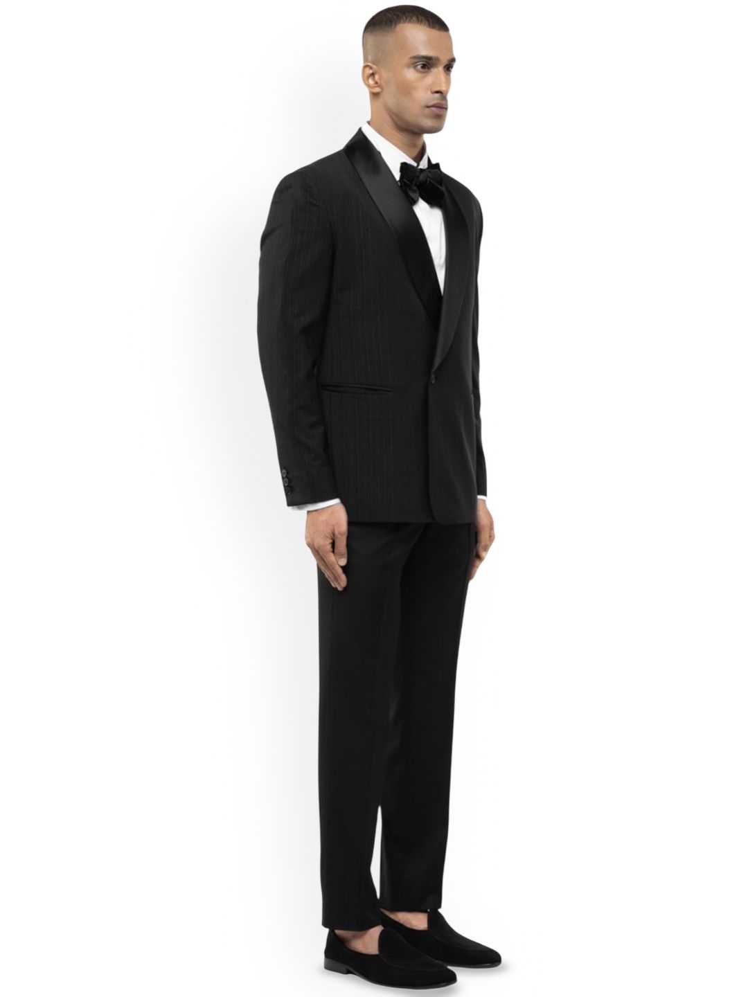 Striped Shawl collar Double Breasted Tuxedo Three-Piece Suit - Image 2