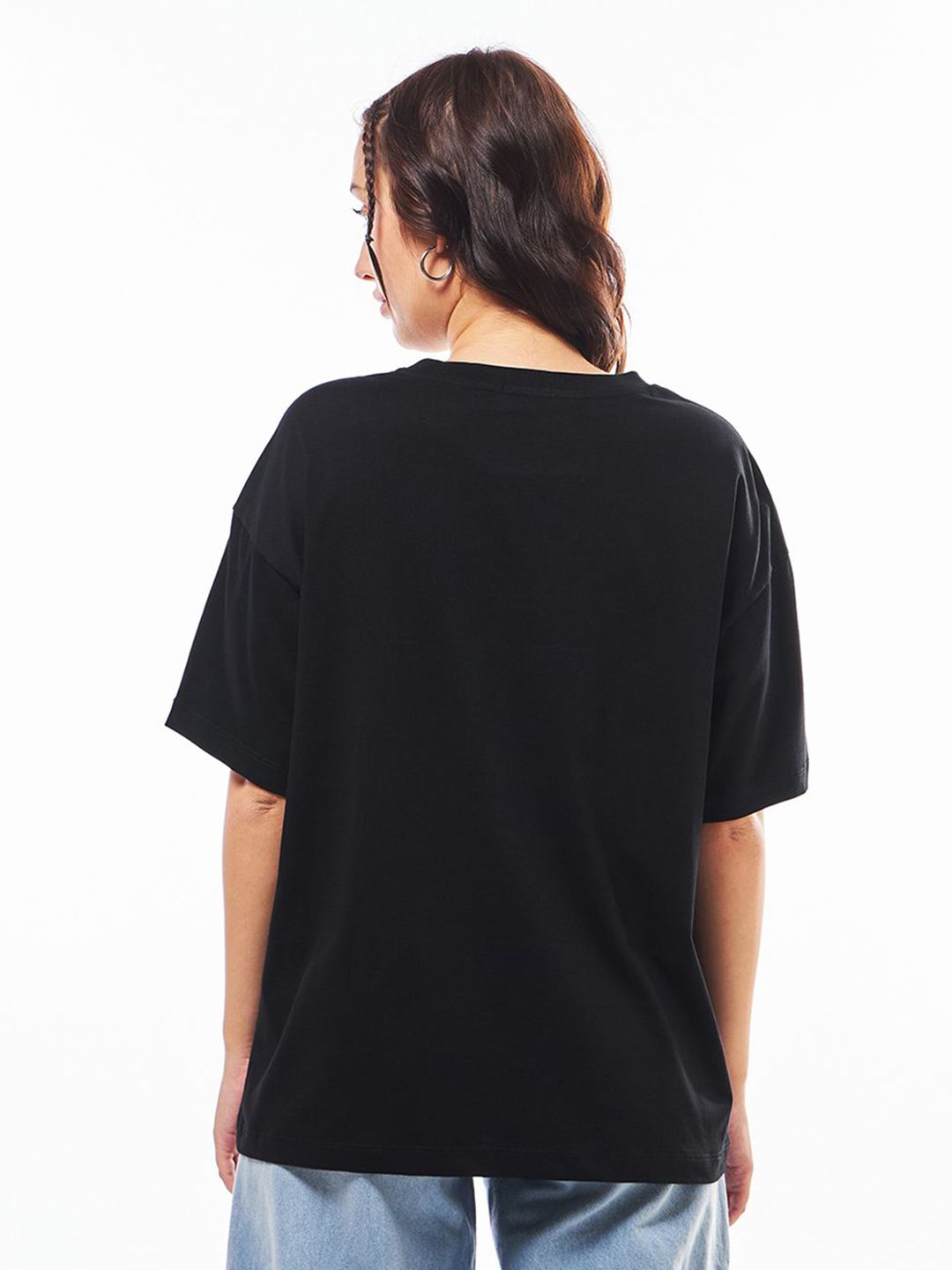 Women Graphic Printed Round Neck Cotton Oversized T-shirt - Image 4