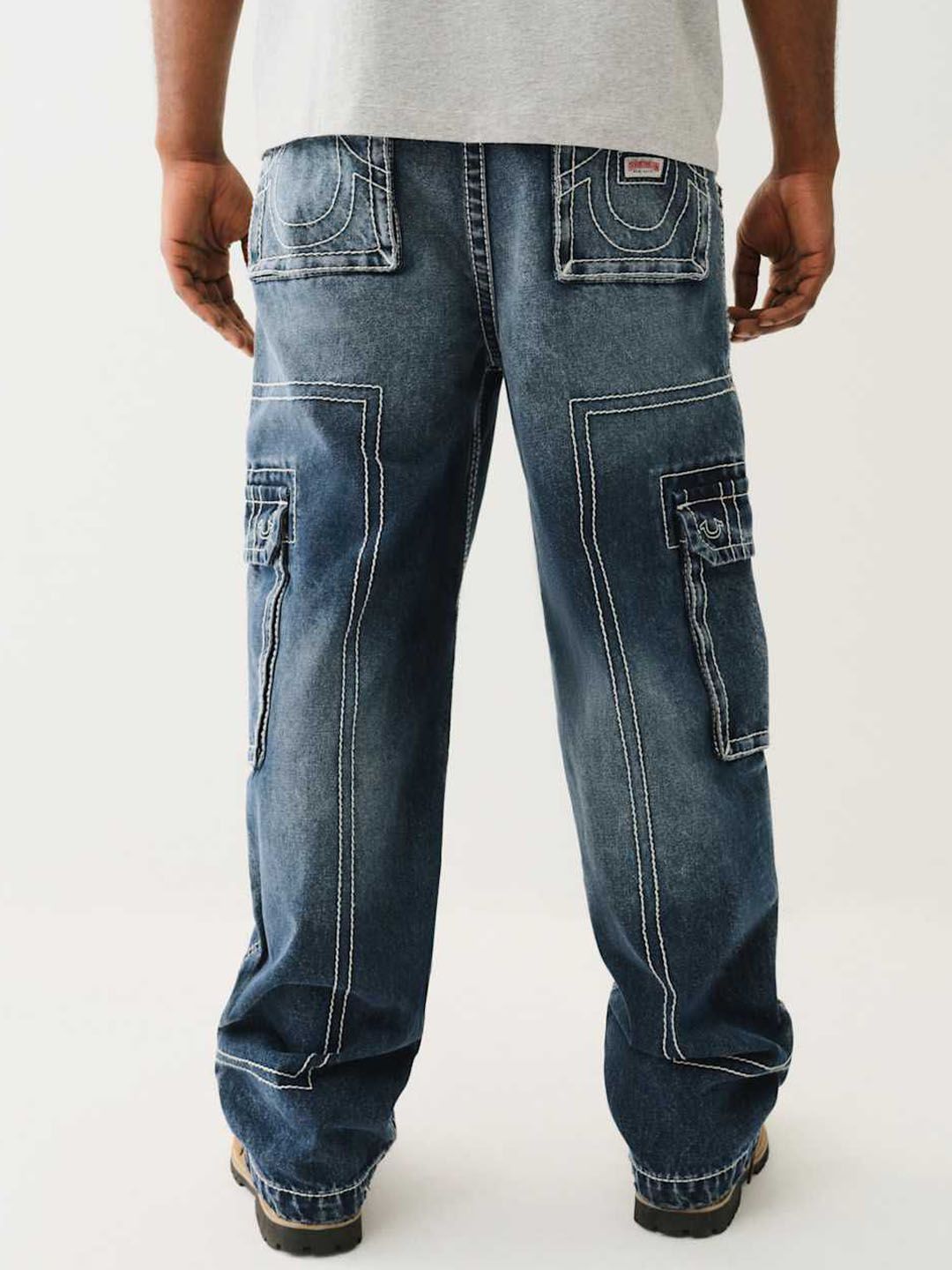 True Religion Men Mid Rise Oversize Fit Cargo Jeans - Image 3