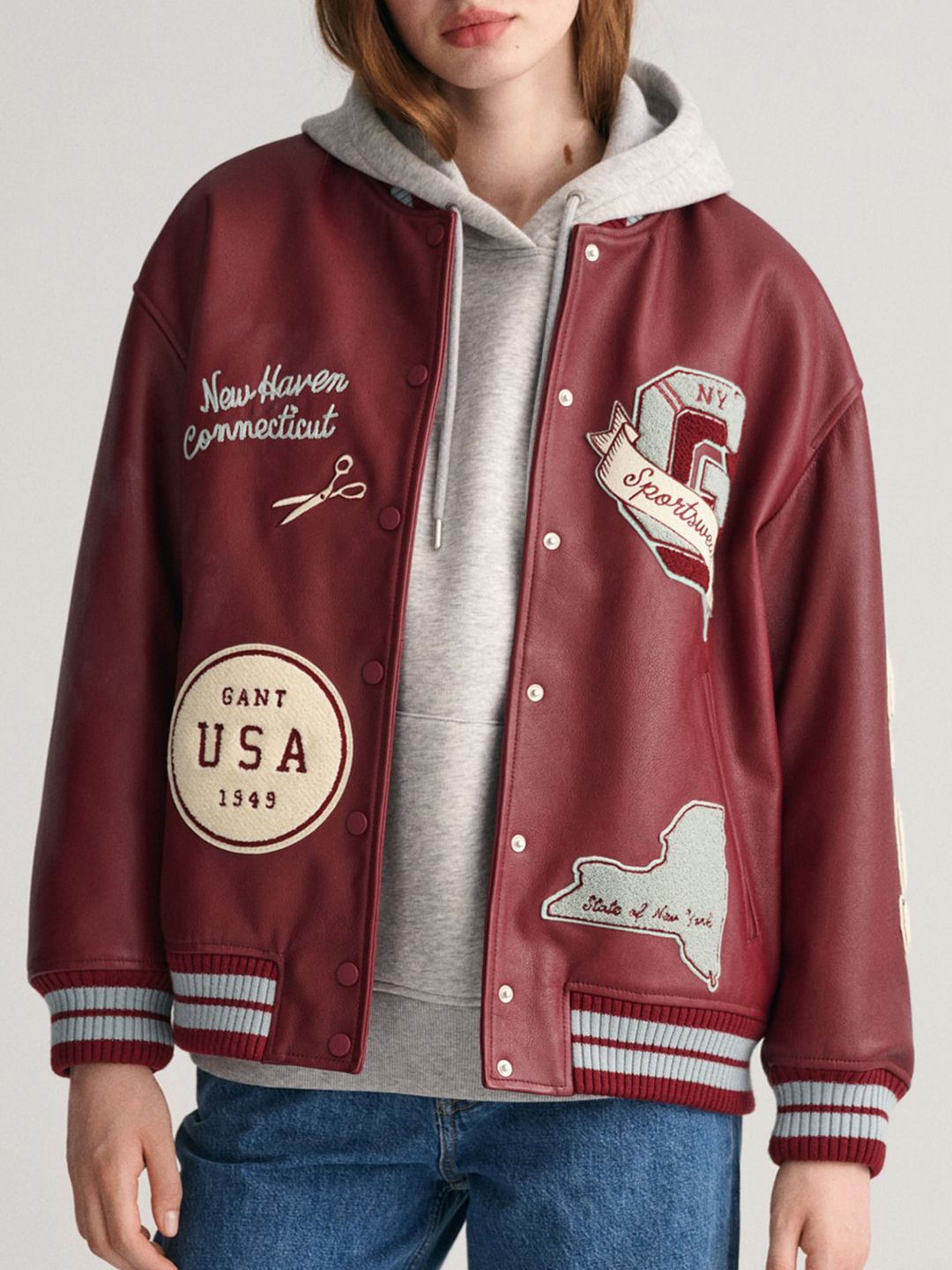 Graphic Printed Stand Collar Bomber Jacket