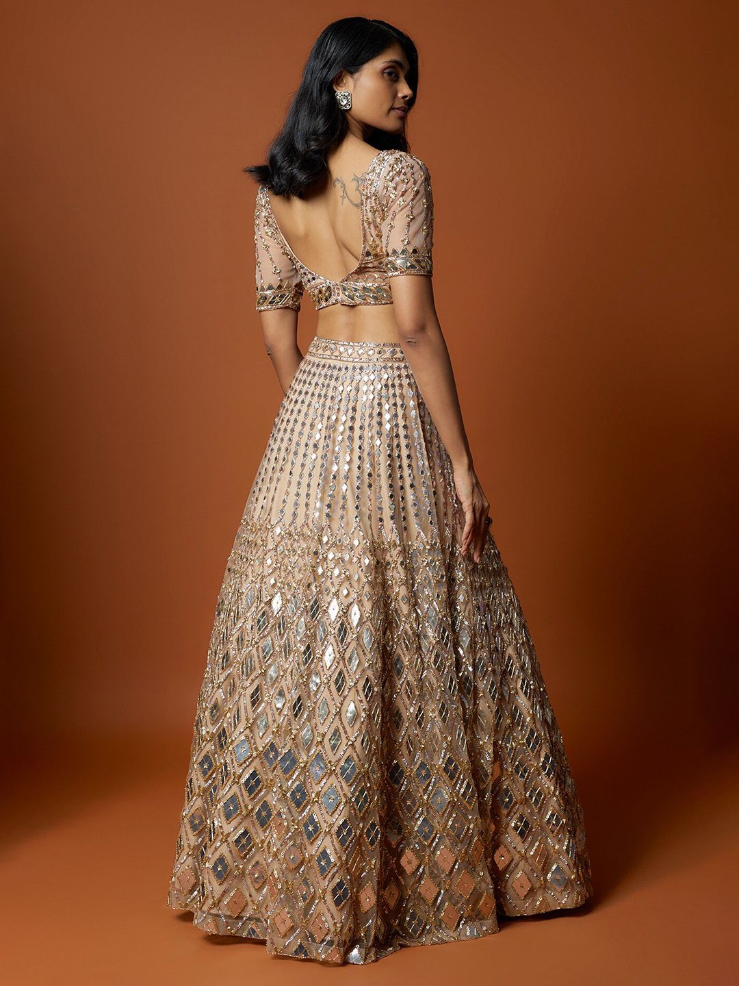 Embellished Mirror Work Ready to Wear Lehenga & Blouse With Dupatta - Image 4