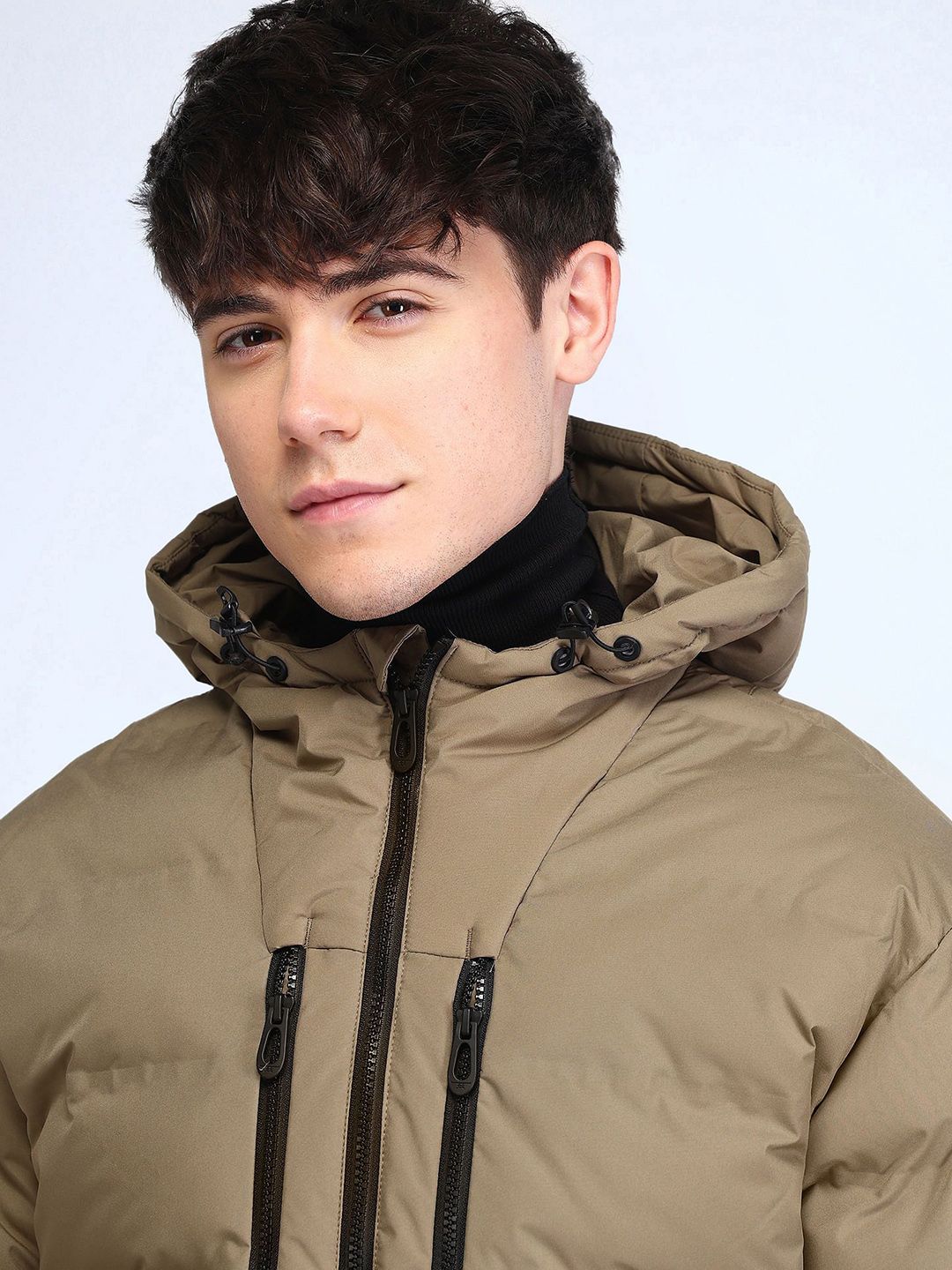 Men Hooded Solid Casual Padded Jacket - Image 2
