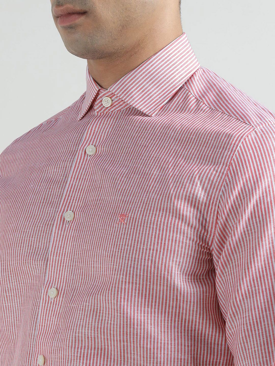 HACKETT LONDON Men Slim Fit Vertical Striped Spread Collar Formal Shirt - Image 2