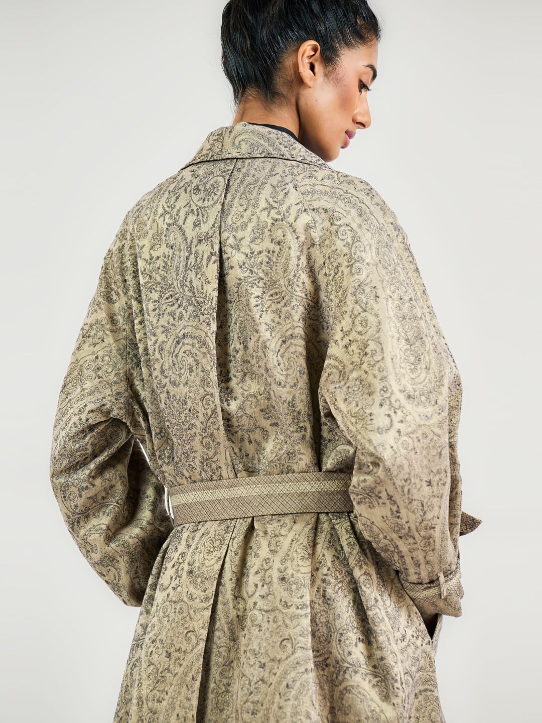 Floral Printed Lapel Collar Longline Tailored Jacket - Image 2